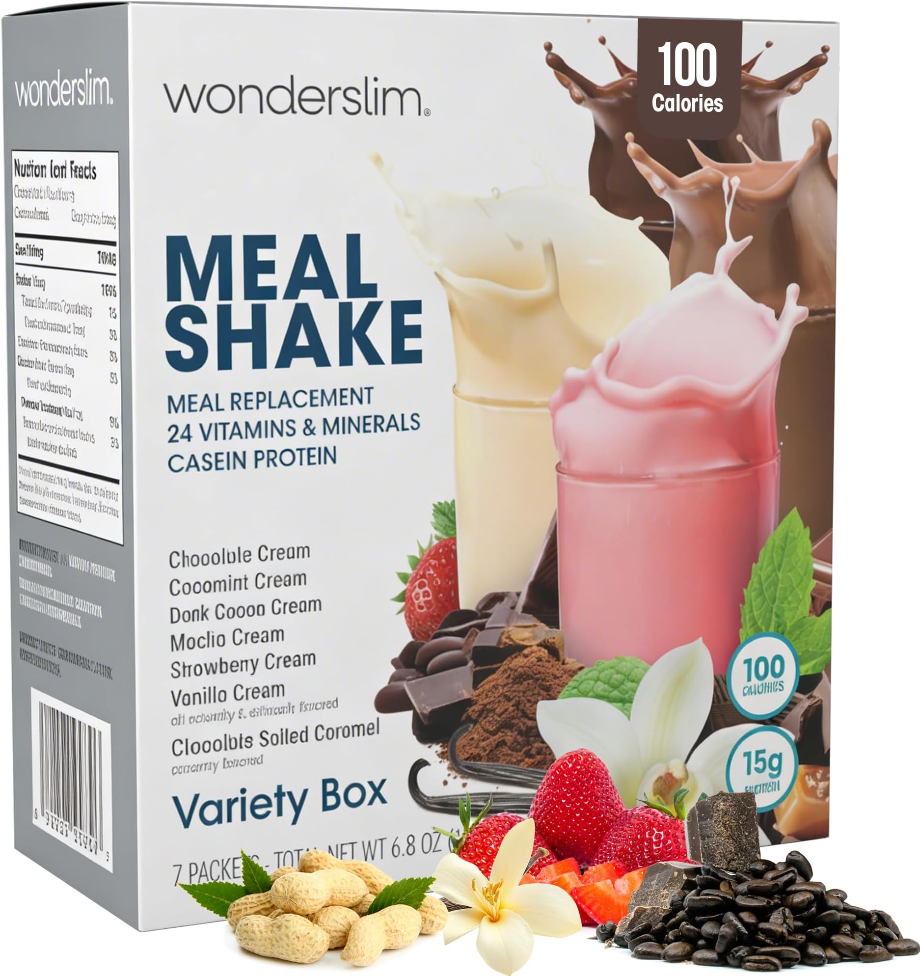 Meal Replacement Shake, Variety Pack, 15g Protein, 24 Vitamins & Minerals, Gluten Free (7ct)