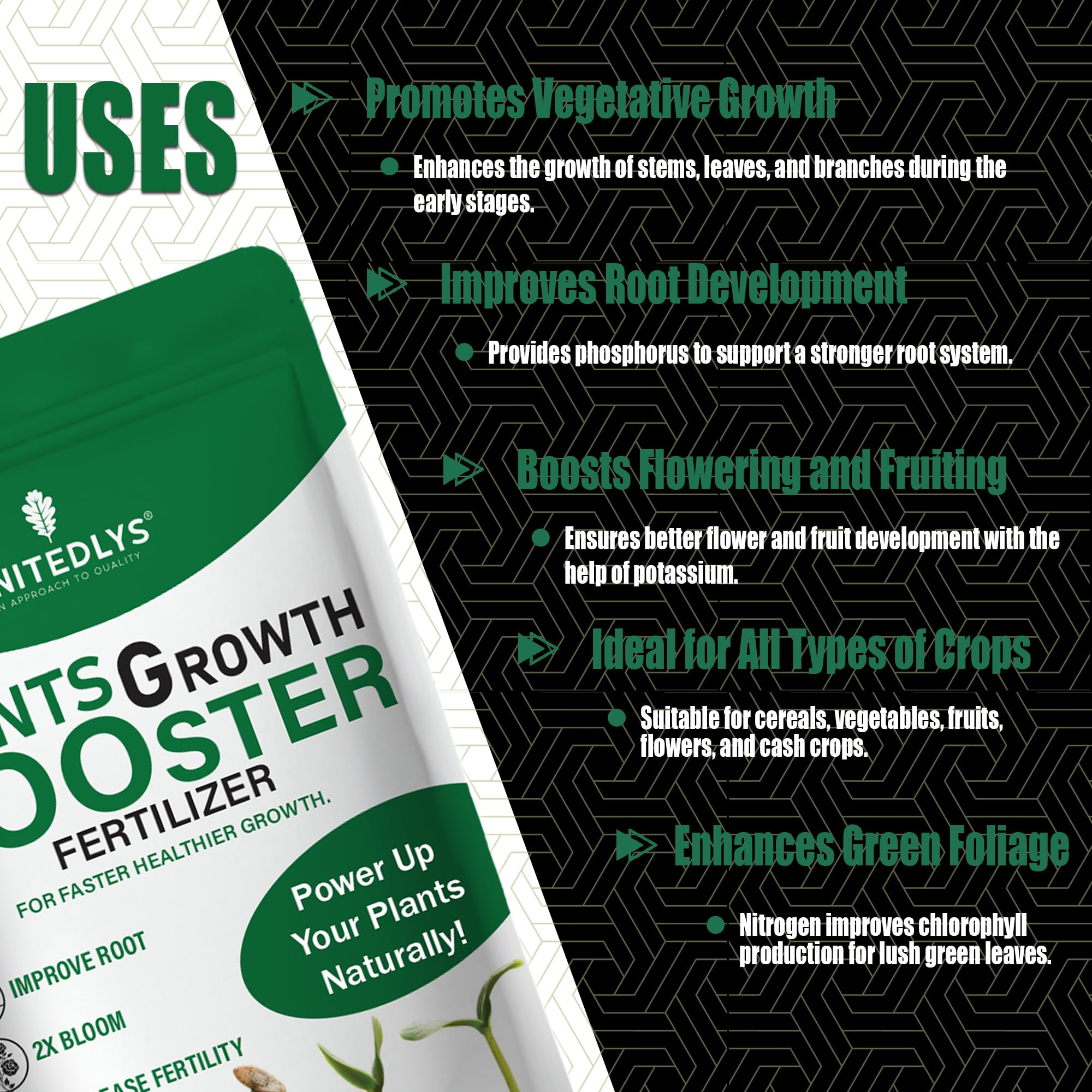 Unitedlys Plant Growth Booster & Essential Organic Plant Fertilizer for Pot Plants 880 grams | Premium Fertilizers for Plants Home Garden | Plant Growth Supplement for indoor and outdoor plants 1