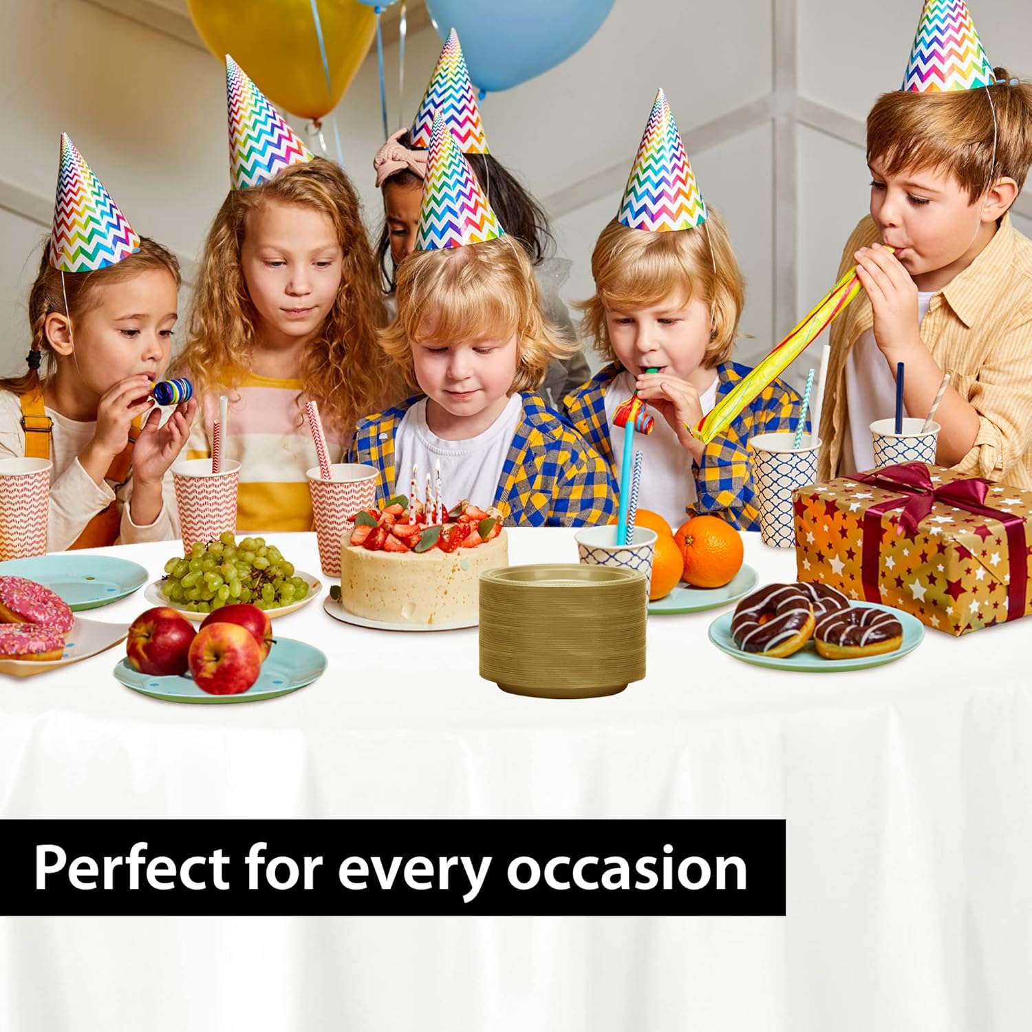 Gold Solid Color Premium Heavy Weight Plastic Appetizer Plate (7") 50 Count - Elegant & Durable, Perfect for Parties & Events - Image 5