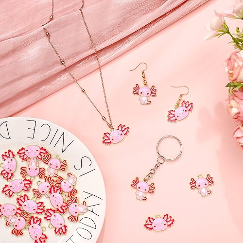 Miniatura 5 de Junkin 24 Pcs Pink Axolotl Charms for Jewelry Making Mini Alloy Animal Charms Metal Cute Earring Dangle Pendants for DIY Necklace Bracelet Chain