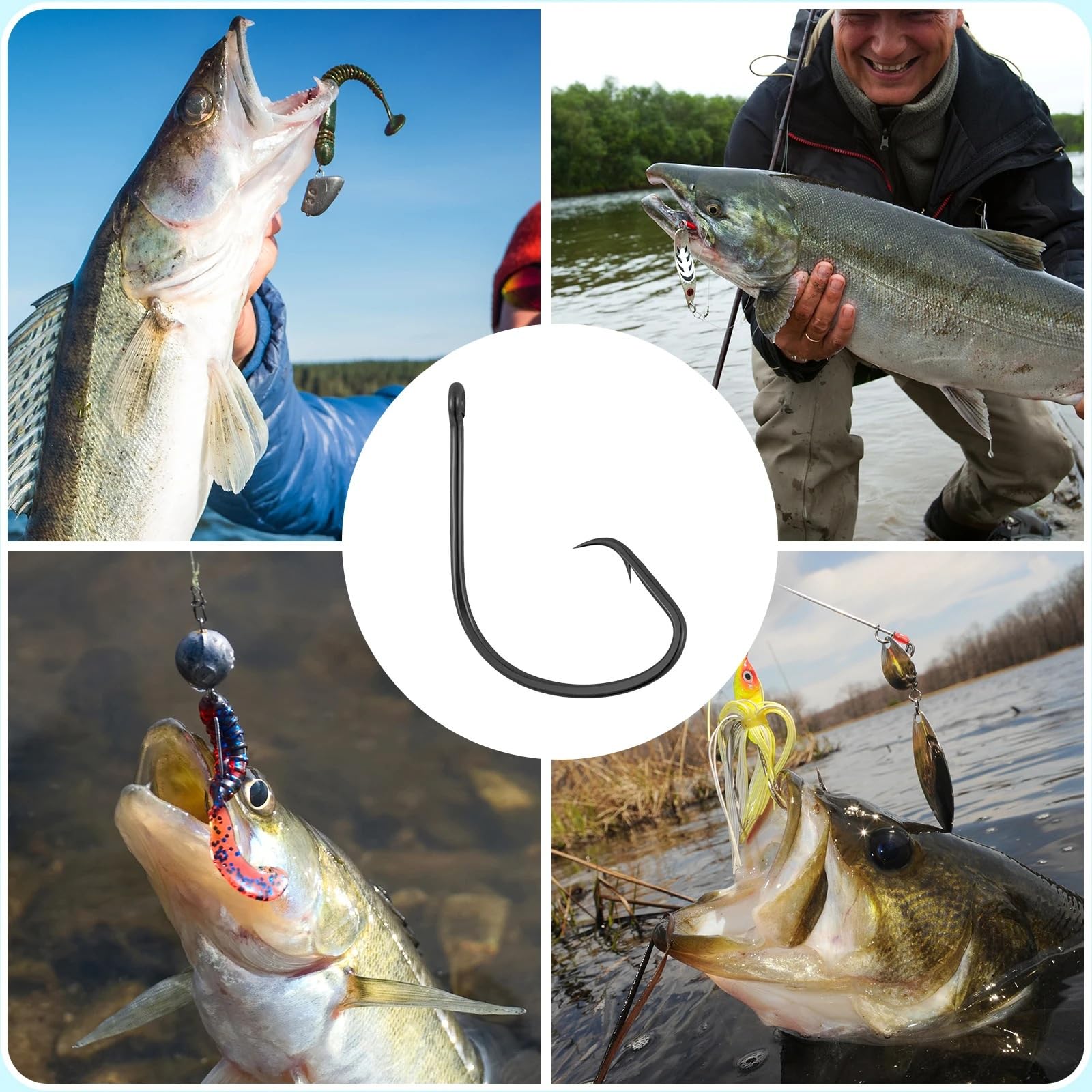 Ami da Pesca 25~100 Pezzi in Linea Cerchio Gancio Offset Pesca Pesce Gatto d'Acqua salata for sartiame Esche Vive e Esca