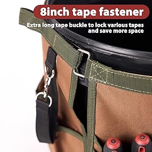 IRONLAND Bucket Tool Organizer Fit 5 Gallon Bucket, 14 Pockets, Bucket Tool Caddy Organization for Garden, Construction, Carpenter, Electrician, Builder Brown