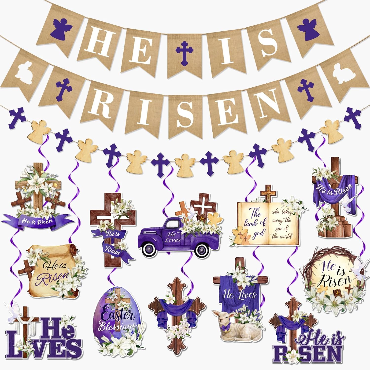 Amazon.com: He is Risen Easter Decor- Religious Easter Decorations He