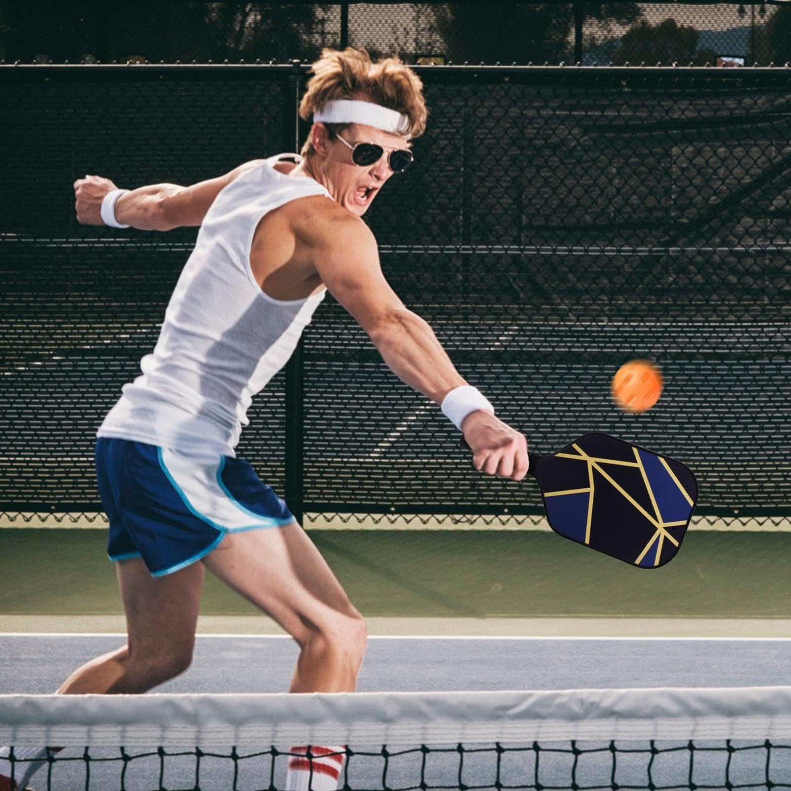 Rakiety do marynat | Wiosła Pickleball z włókna węglowego | przenośny | zestaw rakiet i piłek z włókna szklanego dla dorosłych, starszych, początkujących, wewnątrz, na zewnątrz