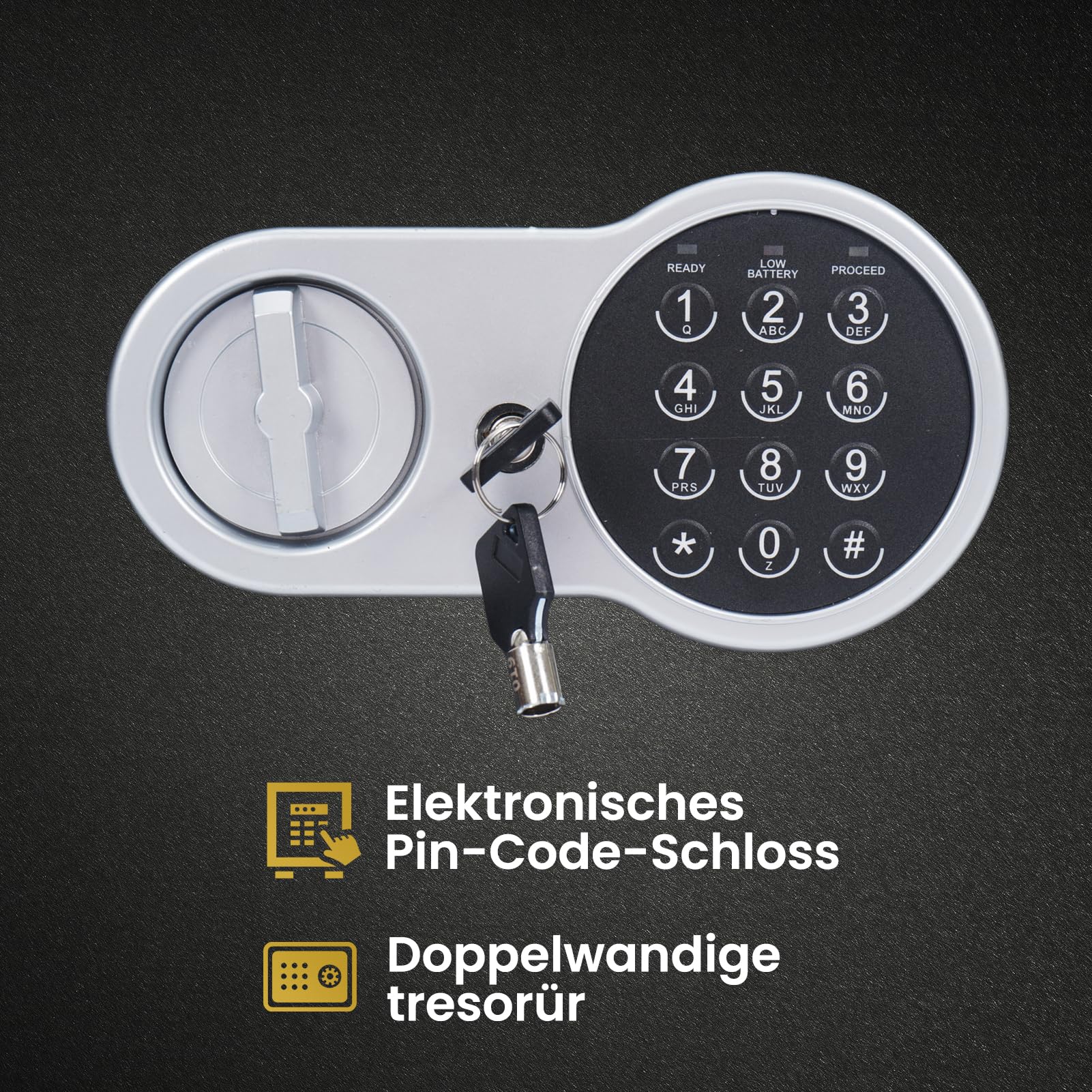 Trintion Schlüsseltresor für 32Schlüssel 31x20x10cm Schlüsseltresor mit Elektronikschloss Schlüsselkasten Schlüsselschrank Verrieglung durch Code Tür doppelwandig für Auto Büro Haus Garage