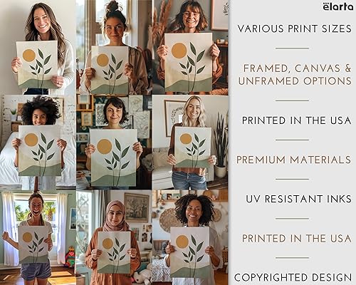 Miniatura 2 de Elarta Decoración abstracta para pared, obra de arte verde salvia, arte de pared moderno de mediados de siglo para dormitorio, arte de pared