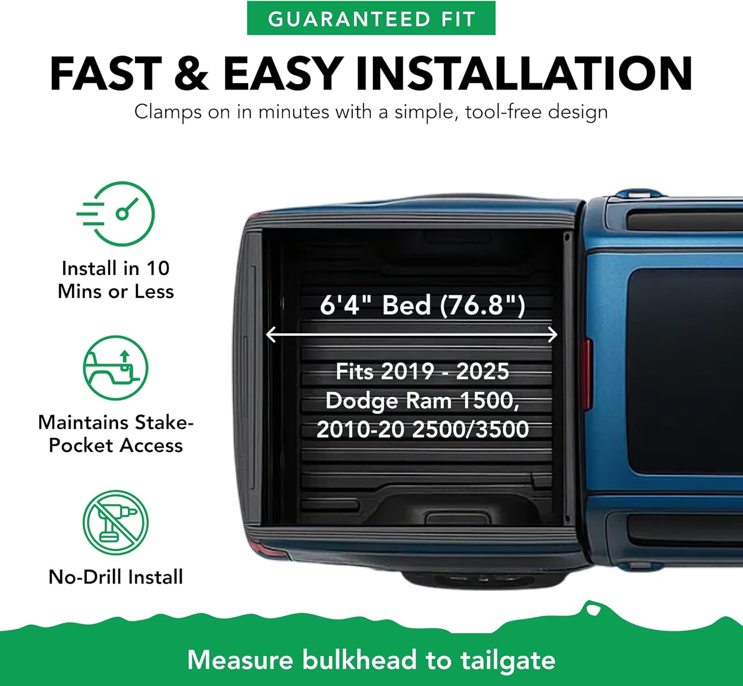 Gator EFX Soft Roll-Up Truck Bed Tonneau Cover - Heavy-Duty Truck Bed Protection - Durable Vinyl Panels - Hard Folding Tonneau Cover - 2019-2025 Dodge Ram 1500, 2010-20 2500/3500 - 6'4" Bed