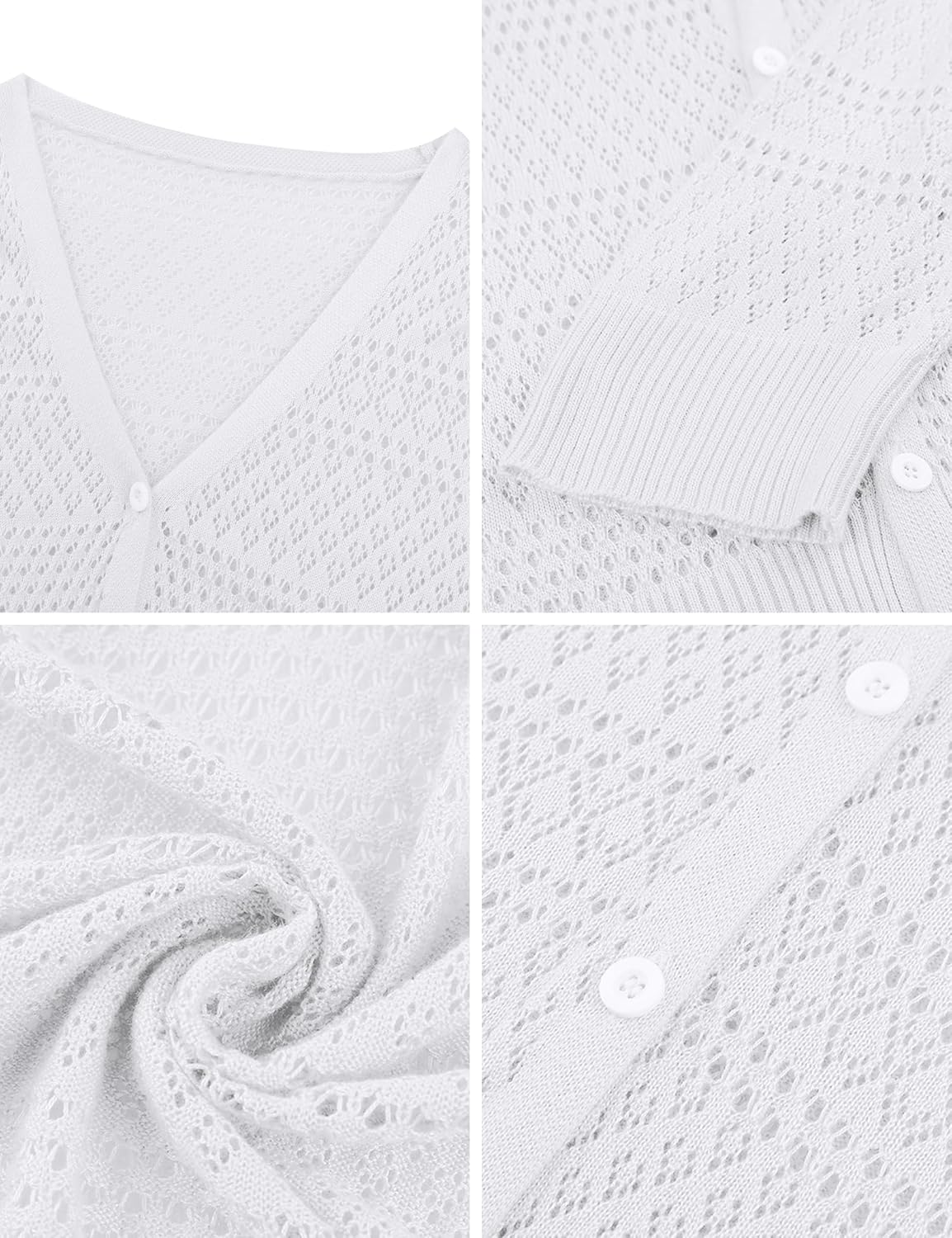 Gyabnw Coprispalle Donna Estivo Casual Cardigan da Donna a Maniche Lunghe Lavorato a Maglia Shrug Bianco XXL - Immagine 3