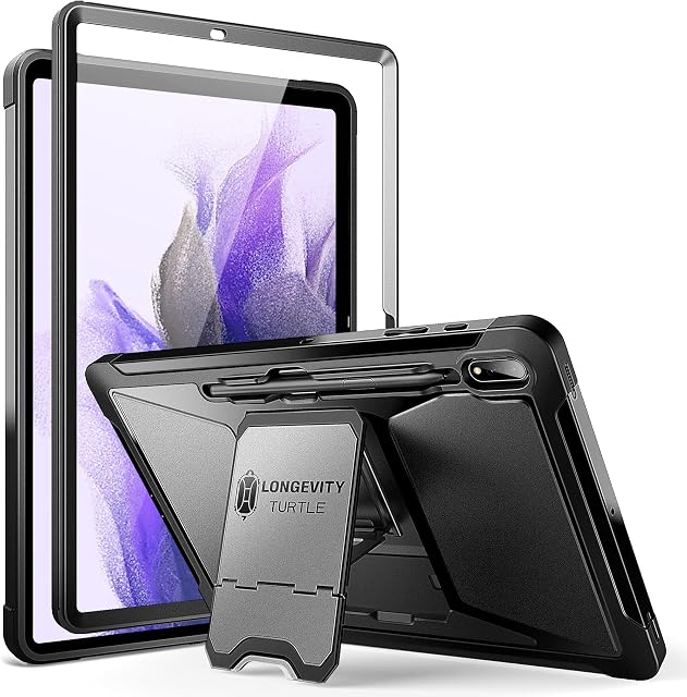 ZtotopCase Case Compatible with Samsung Galaxy Tab S7 FE 2021/ Tab S7 Plus 12.4 Inch 2020,Tablet Cover with S Pen Holder, Built-in Screen Protector, Shock-proof & drop-proof, Sturdy and Durable, Black