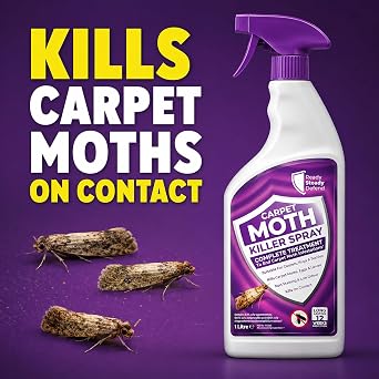 Carpet Moth Killer Spray 1L - Non-Staining & Long-Lasting Protection | Formula for Home | Targets Full Moth Lifecycle on Rugs, Carpets, Textiles & Upholstery