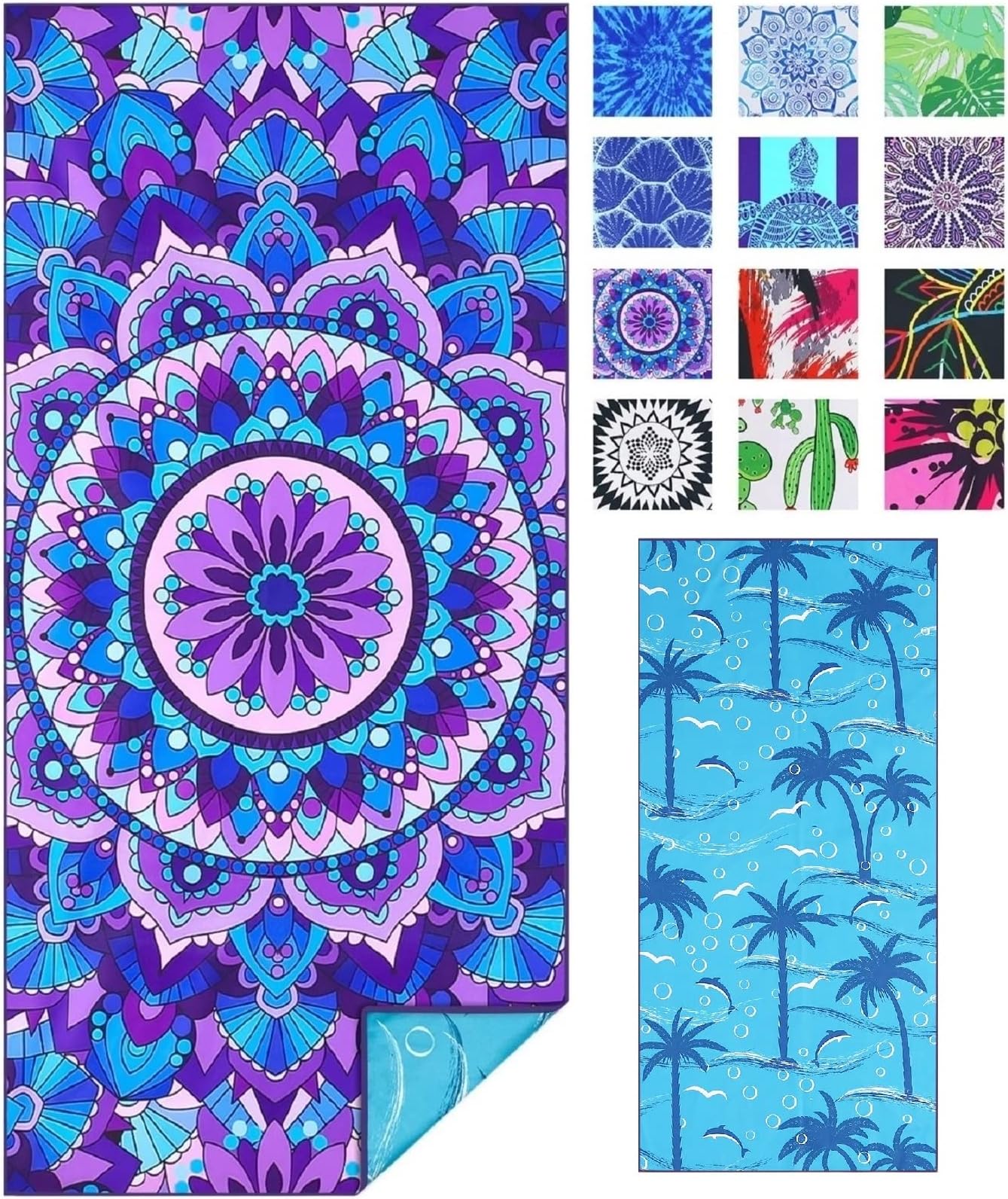 Serviette De Plage Microfibre Double Face Velours - 160x80cm - Sans Sable - Sèche Vite