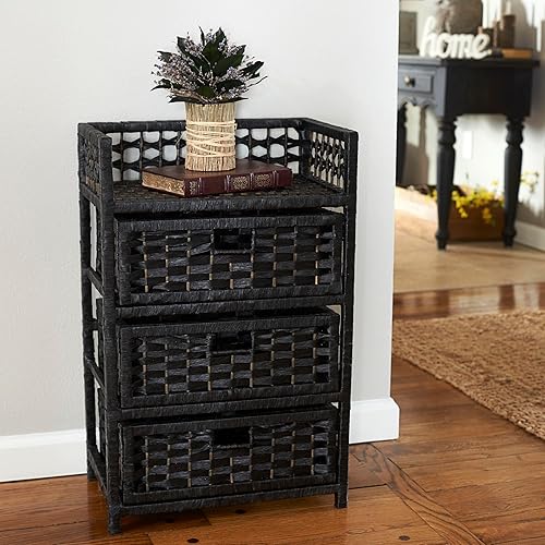 Miniatura 16 de Cajonera de mimbre y cuerda de papel Household Essentials, con 3 cajones Marrón,Negro,gris,https://www.amazon.com/dp/undefined