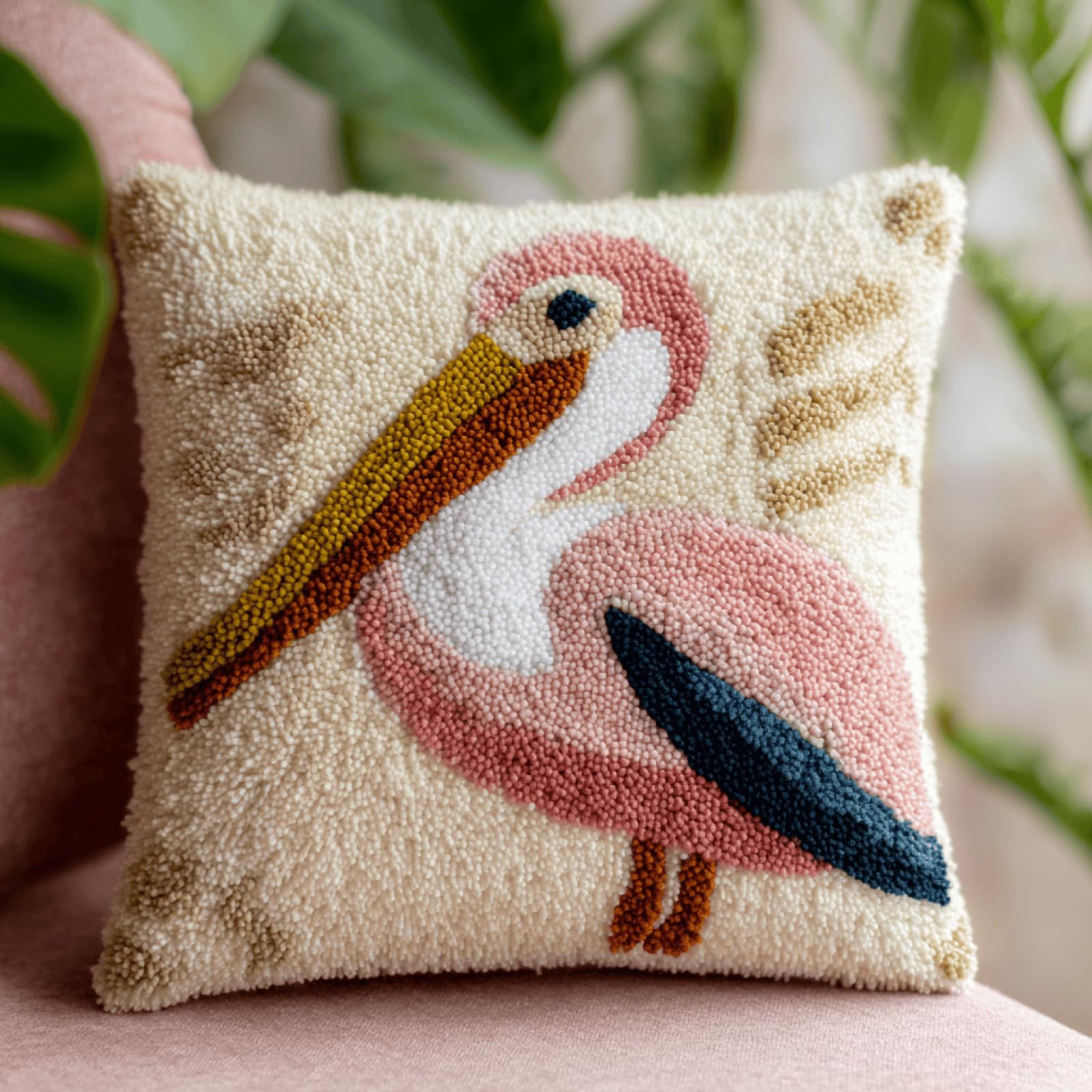 kitphoenix DIY Latch Hook Cushion Kit for Adults Pelican