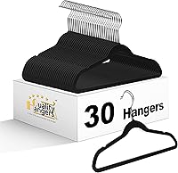 Vista 10 de Paquete de 30 perchas de plástico de calidad para niños, no aterciopeladas, no flocadas, delgadas y compactas, con gancho giratorio para camisas