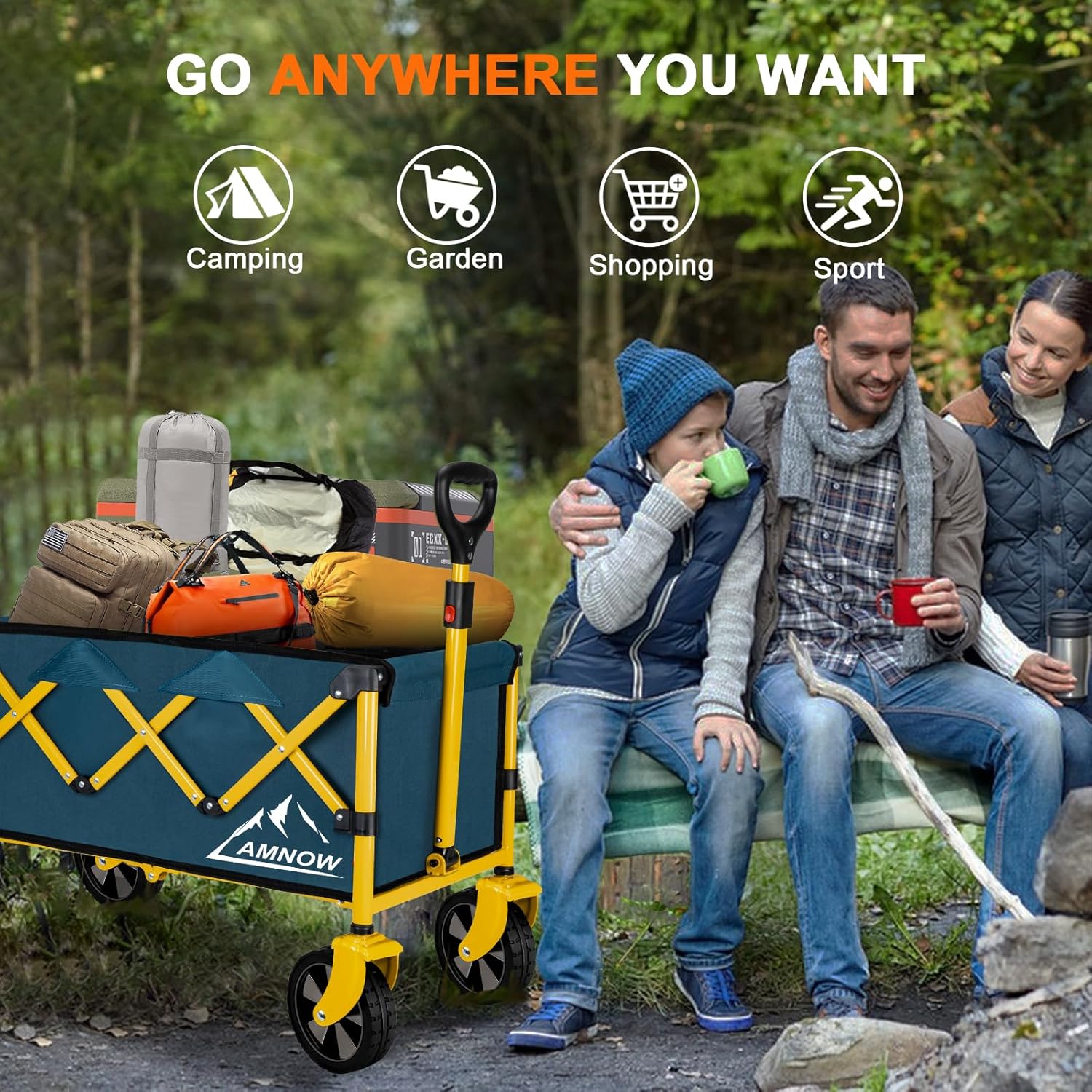 Collapsible Wagon Cart with Wheels Foldable, Folding Wagons Carts with Silent Universal Wheels, Large Grocery Cart On Wheels, Heavy Duty Utility Wagon for Shopping Beach Sports Fishing Camping, Rose Collapsible Wagon Cart with Wheels Foldable, Folding Wagons Carts with Silent Universal Wheels, Large Grocery Cart On Wheels, Heavy Duty Utility Wagon for Shopping Beach Sports Fishing Camping, Rose