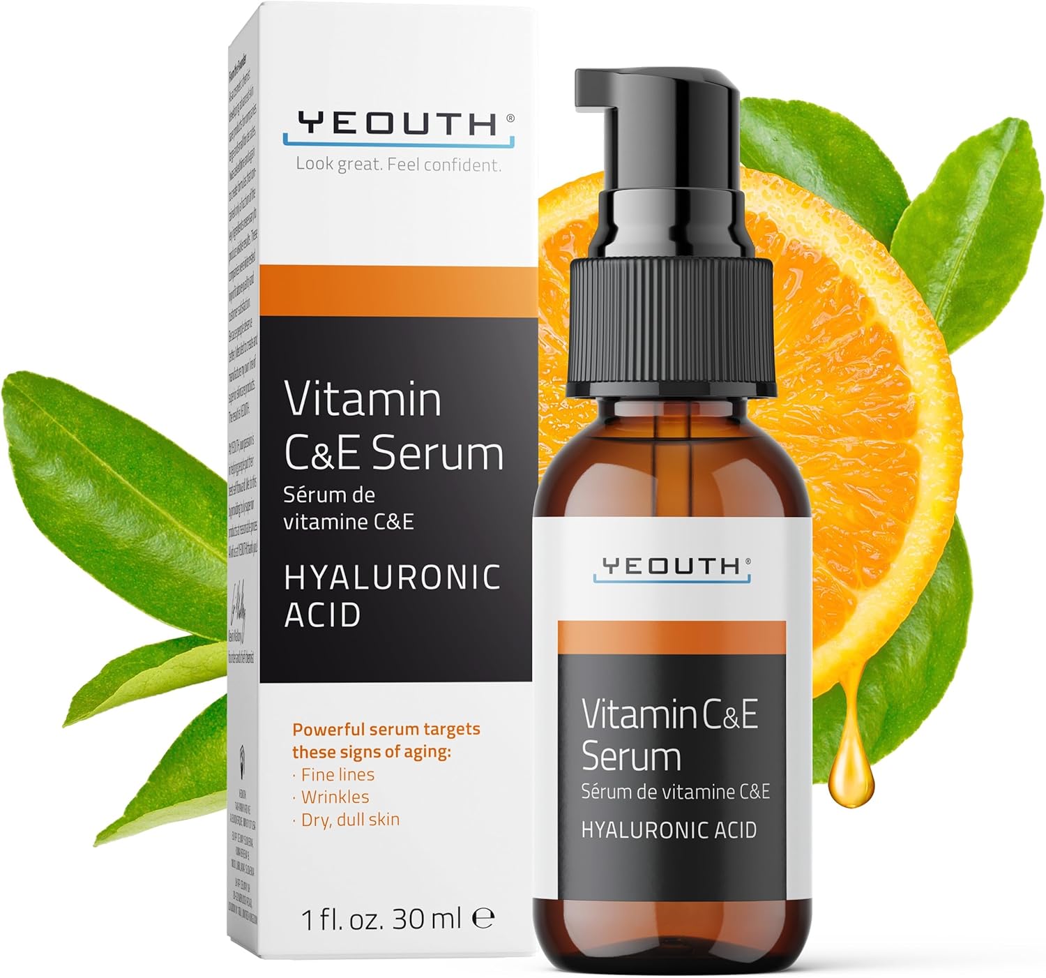 Vitamine C Serum voor Gezicht met Hyaluronzuur en Vitamine E, Gezichtsserum Huidverzorging voor Alle Huidtypes 30ml