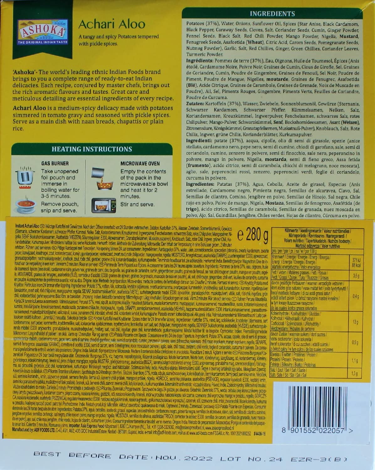 10x Indisches Fertiggericht MIX a280g aus Indien Tikka Mutter Paneer Curry Dal Palak Makhani Masala Aloo