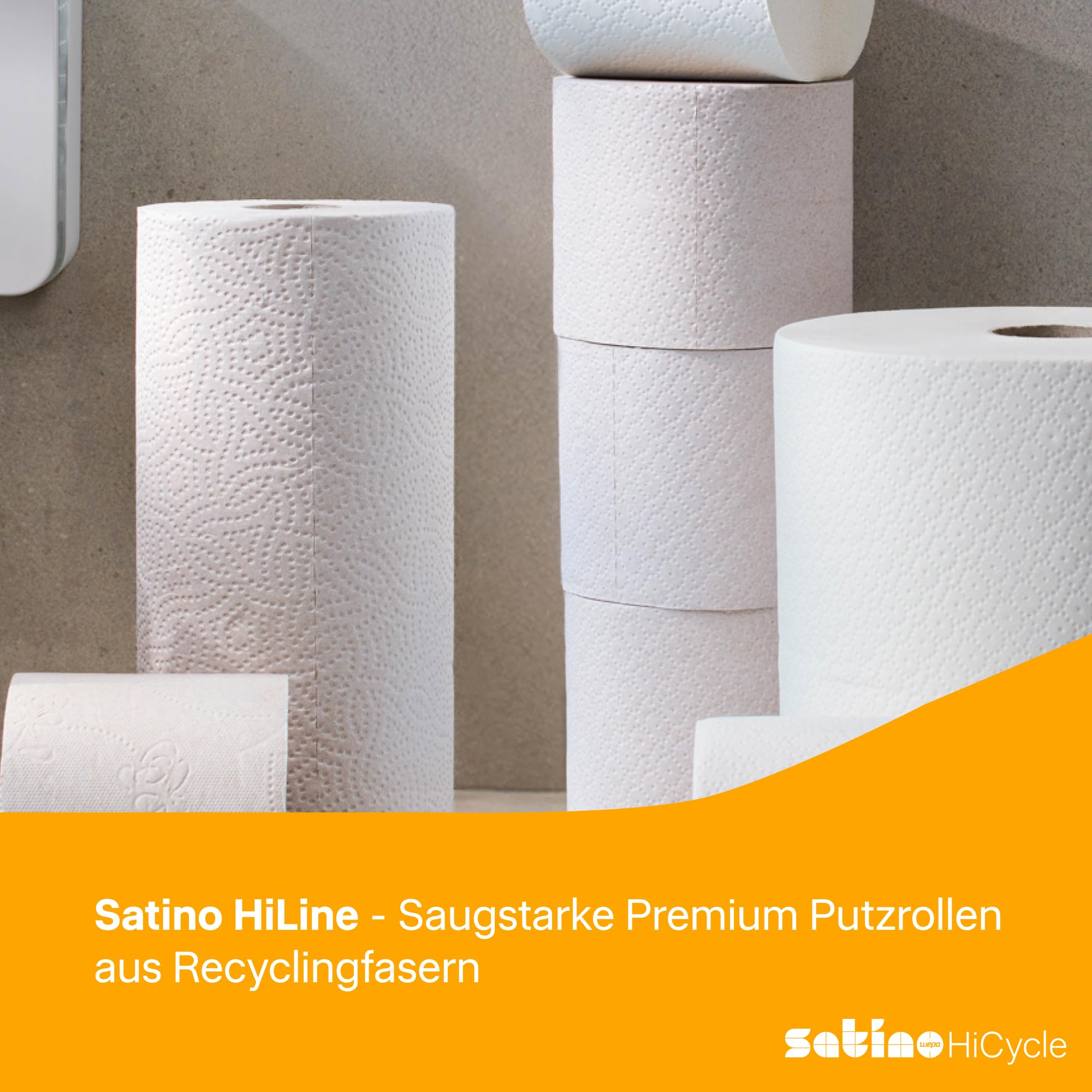 Putztuchrolle blau - 2-lagig – 12 x 600 Blatt - Made in Germany – Innenabwicklung - reißfeste & saugstarke Reinigungstücher – Satino Putzrolle