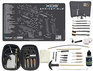EDOG Premier 30 Pc Gun Cleaning System - Compatible with Springfield Armory XDs - Schematic (Exploded View) Mat, Range Warrior Universal .22 9mm - .45 Kit & Tac Book Accessories Set