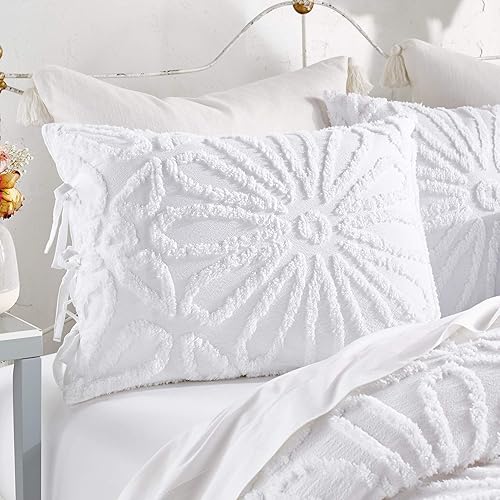 Miniatura 10 de Peri Home Juego de edredón y fundas de almohada de 3 piezas, 100% algodón, leopardo, chenilla de lino, tamaño King