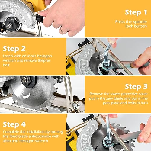 Miniatura 2 de Sierra circular inalámbrica, sierra de 20 V compatible con batería Dewalt, sierras de madera de pequeña potencia para madera, plástico, metal suave,