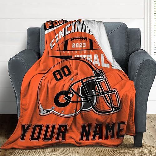 Miniatura 4 de Cincinnati - Manta personalizada con número de nombre, regalos para fanáticos del fútbol para hombres, mujeres y niños