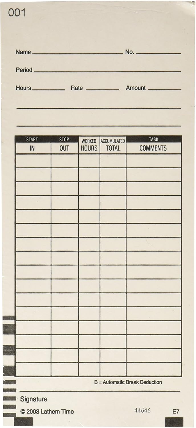 Lathem Time Cards, 2 Sided, Numbered 1-100, 100 per Pack, 7-Feet, White (LTHE7100)