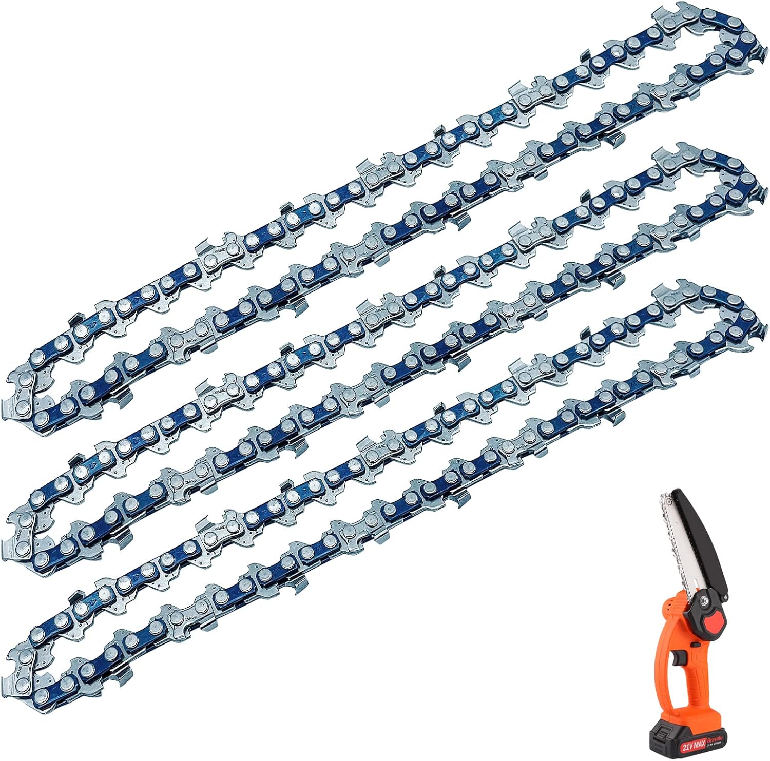 Bravolu Mini Chainsaw Chain, 6 Inch Replacement Chains for Cordless Electric Portable Mini
