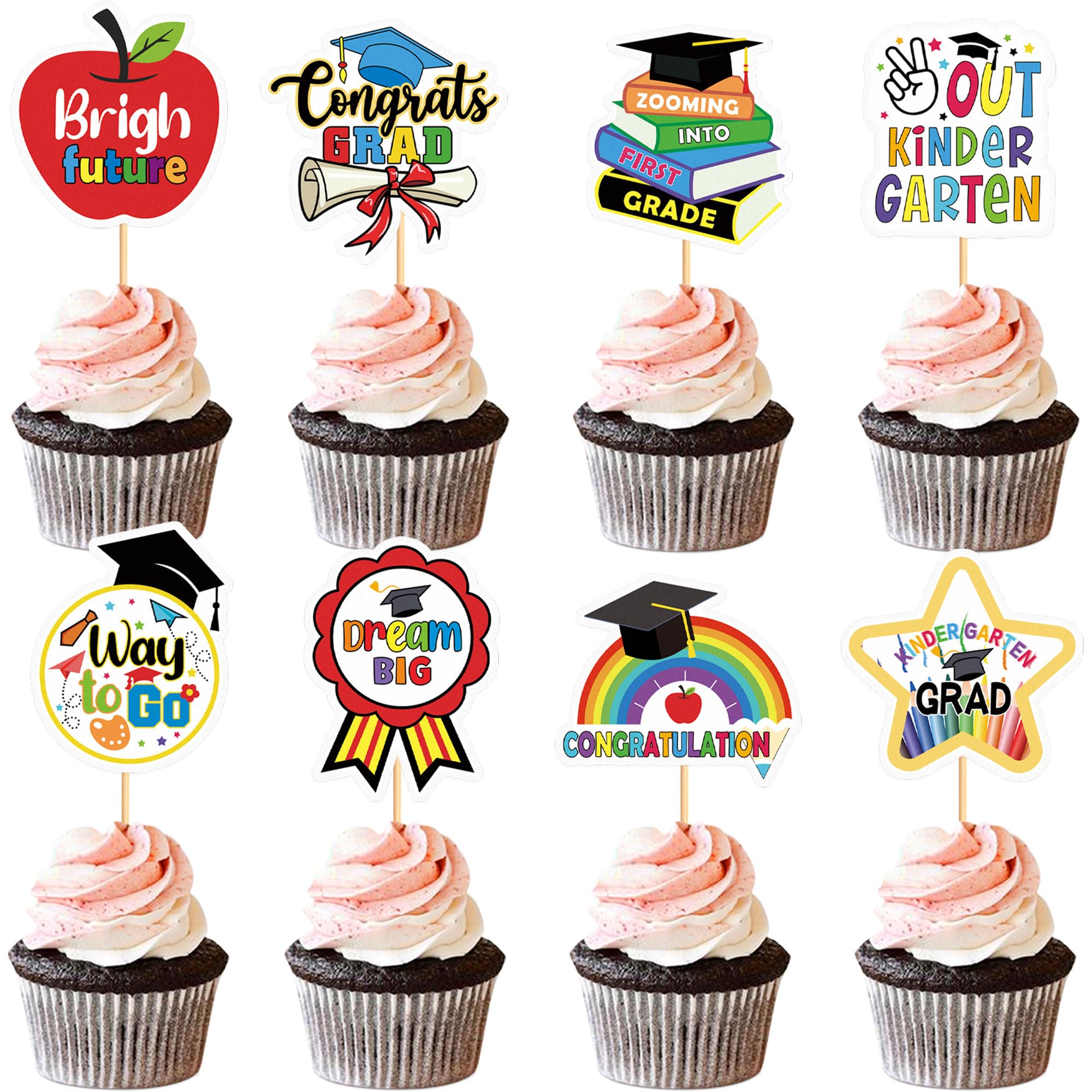 Blumomon 32Pcs Preschool Girl Graduation Cupcake Toppers Class 2026 Kindergarten Girl Graduation Party Cupcake Decoration 2026 Personalized Pre-School Graduation Party Cake Decoration — image 1