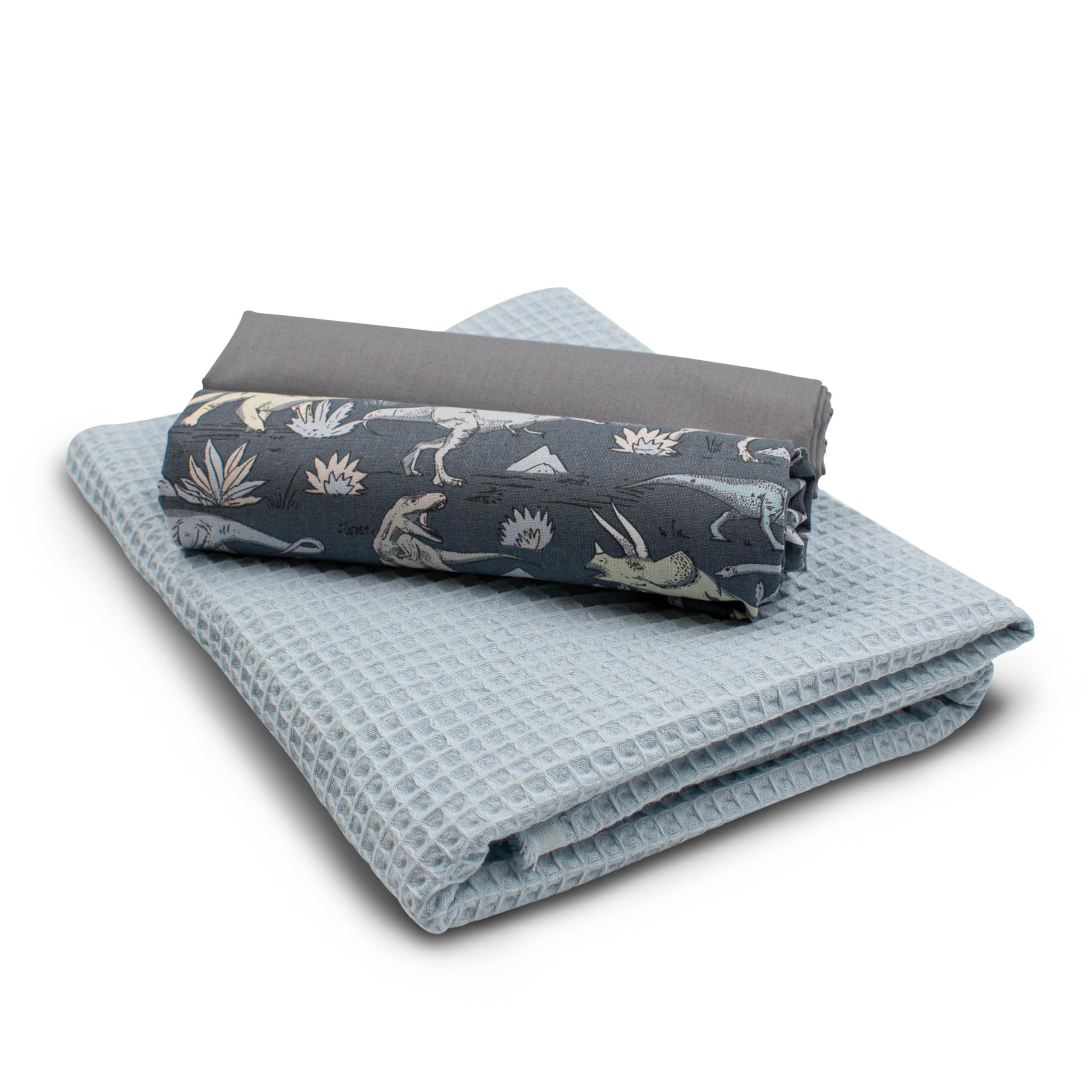 VmG-Store Waffle Pique + Cotton Fabric Set, 100% Cotton, Solid Pattern, Animal, Fabric Set, Dinosaurs, Dino Set85