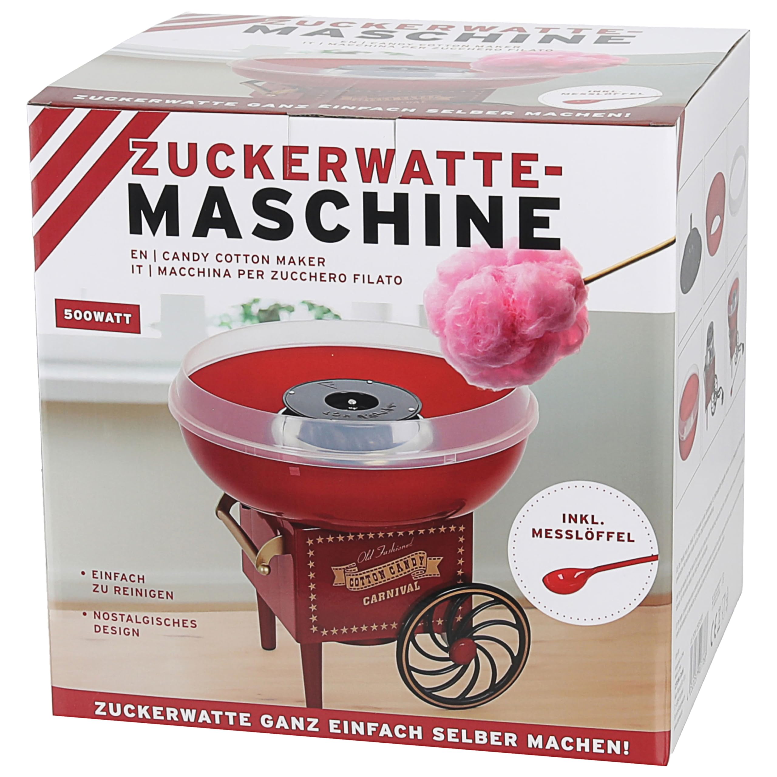 Zuckerwatte Maschine rot gold 29x28cm Kunststoff Cotton Candy Jahrmarkt