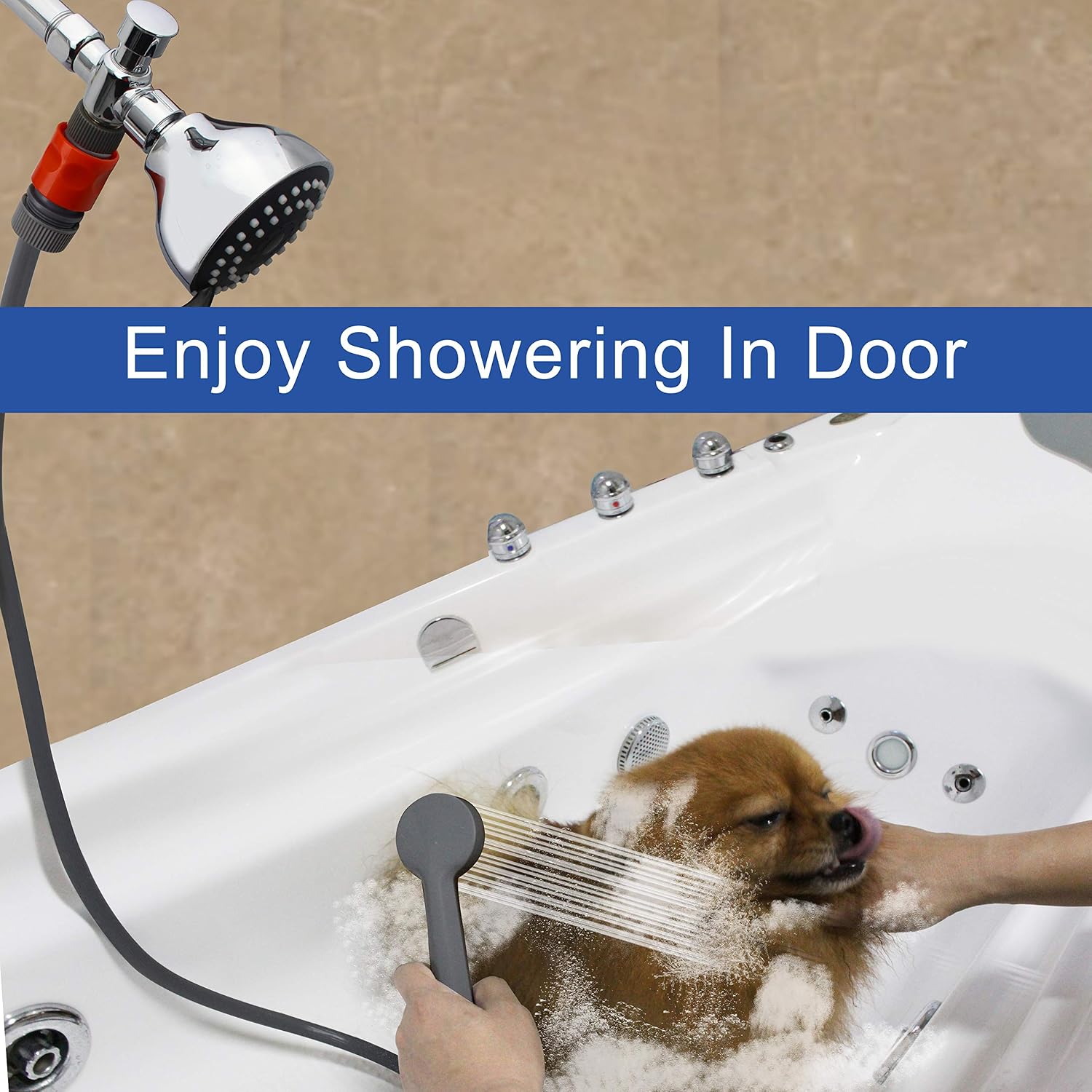 YOO.MEE Quick Connect Pets Shower Spray Suitable for In-Door and Out-Door Bath Showering, Attached on either Shower Arm or Garden Taps for much Portable and Convenient