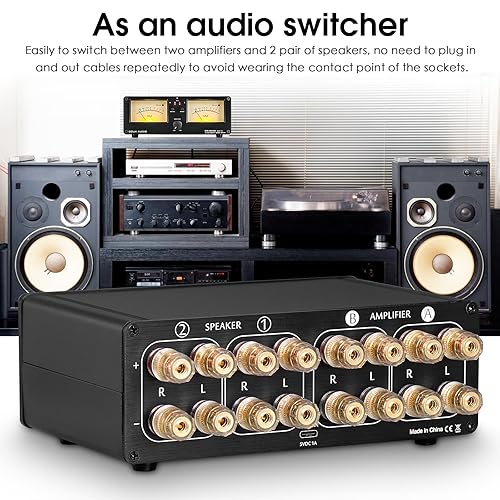 Miniatura 3 de Douk Audio VU3 - Medidor analógico dual VU, interruptor de amplificador de 2 víasaltavoz, caja de conmutación de audio con pantalla de panel de base