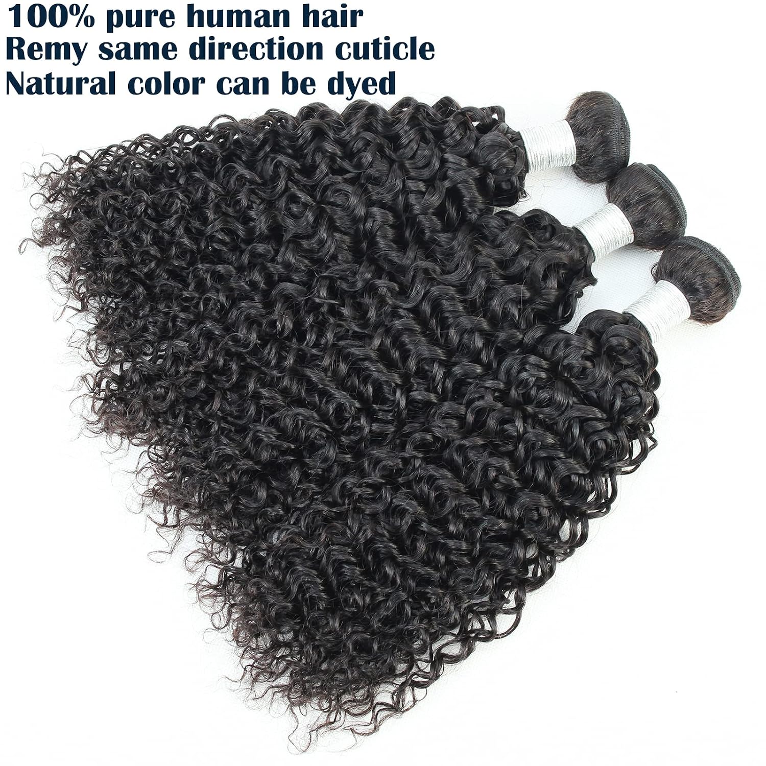 Jerry Curl Bundles Human Hair 24 26 28 Inch Brazilian Curly Weave Hair 3 Bundles 12A 100% Unprocessed Remy Hair Extensions Natural Color