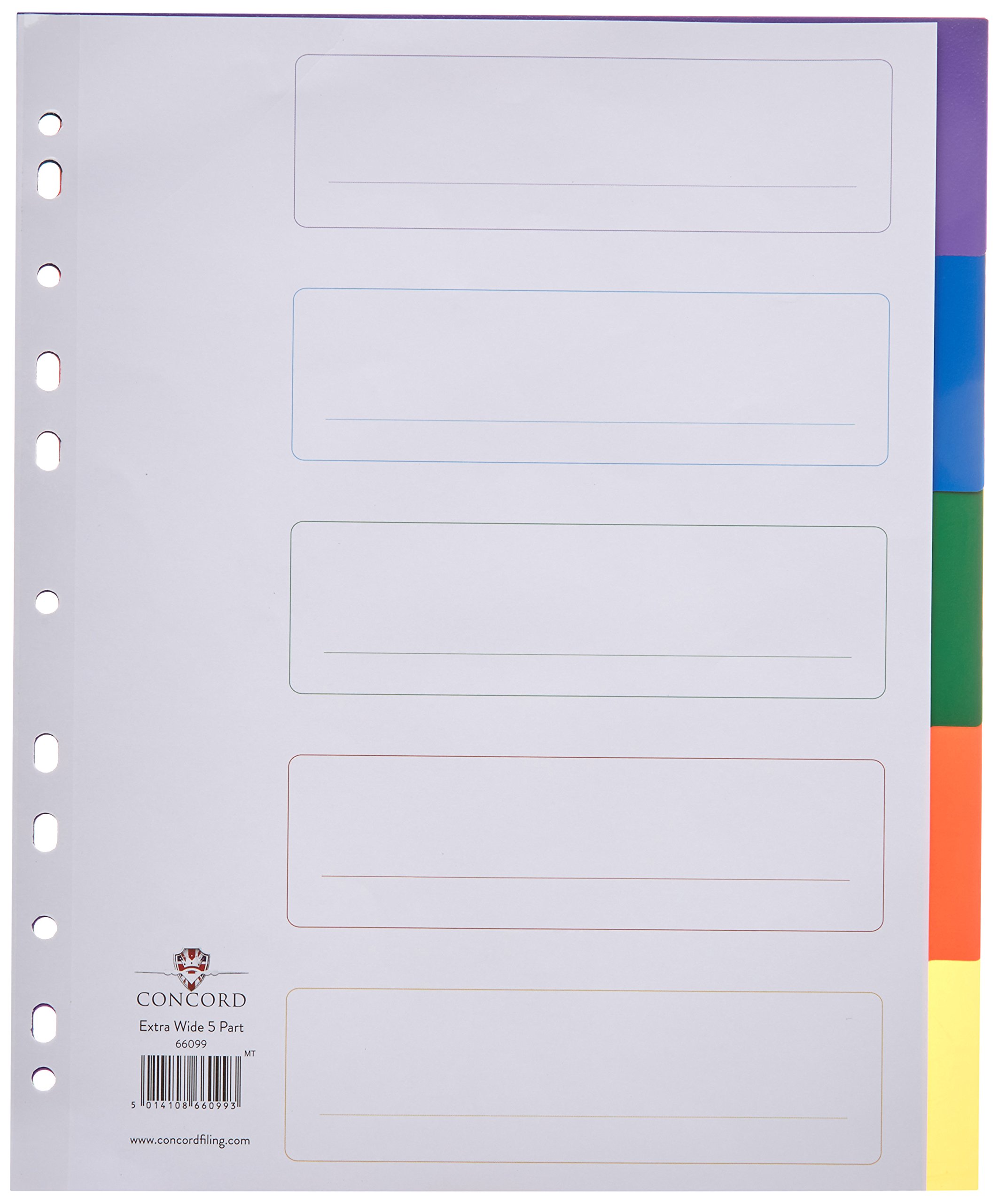 Concord 5-Part Extra Wide Index Polypropylene Multicoloured  A4 66099