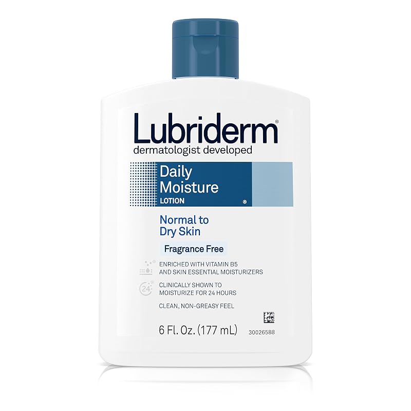Lubriderm Loção Corporal Sem Fragrância com Pro-Ceramida, Manteiga de Karité e Glicerina para Rosto, Mãos e Corpo, 6 unidades de 177 mL