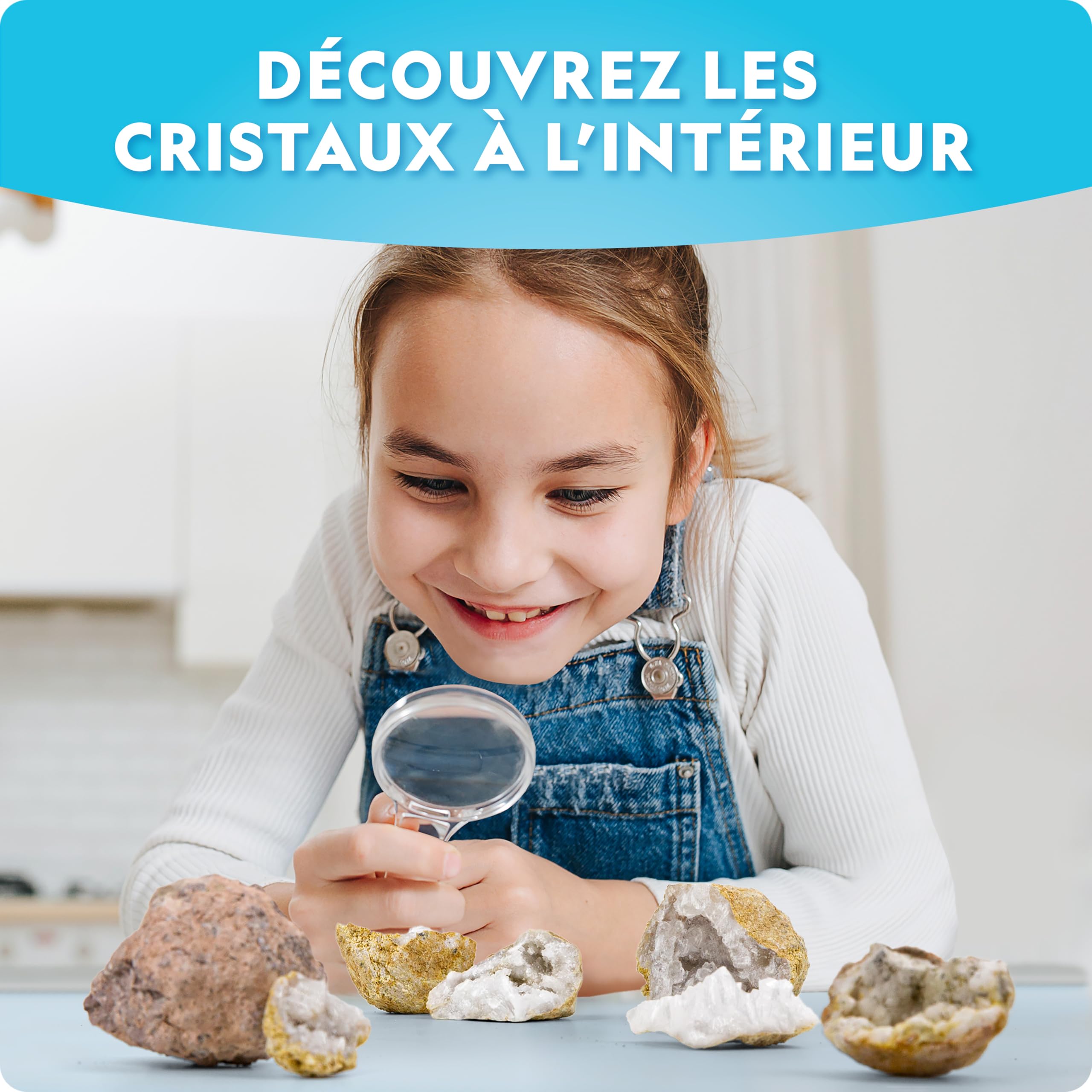 National Geographic Kit Scientifique CTIM 10 Géodes à Casser avec Lunettes Supports Cadeau Géologie Enfants