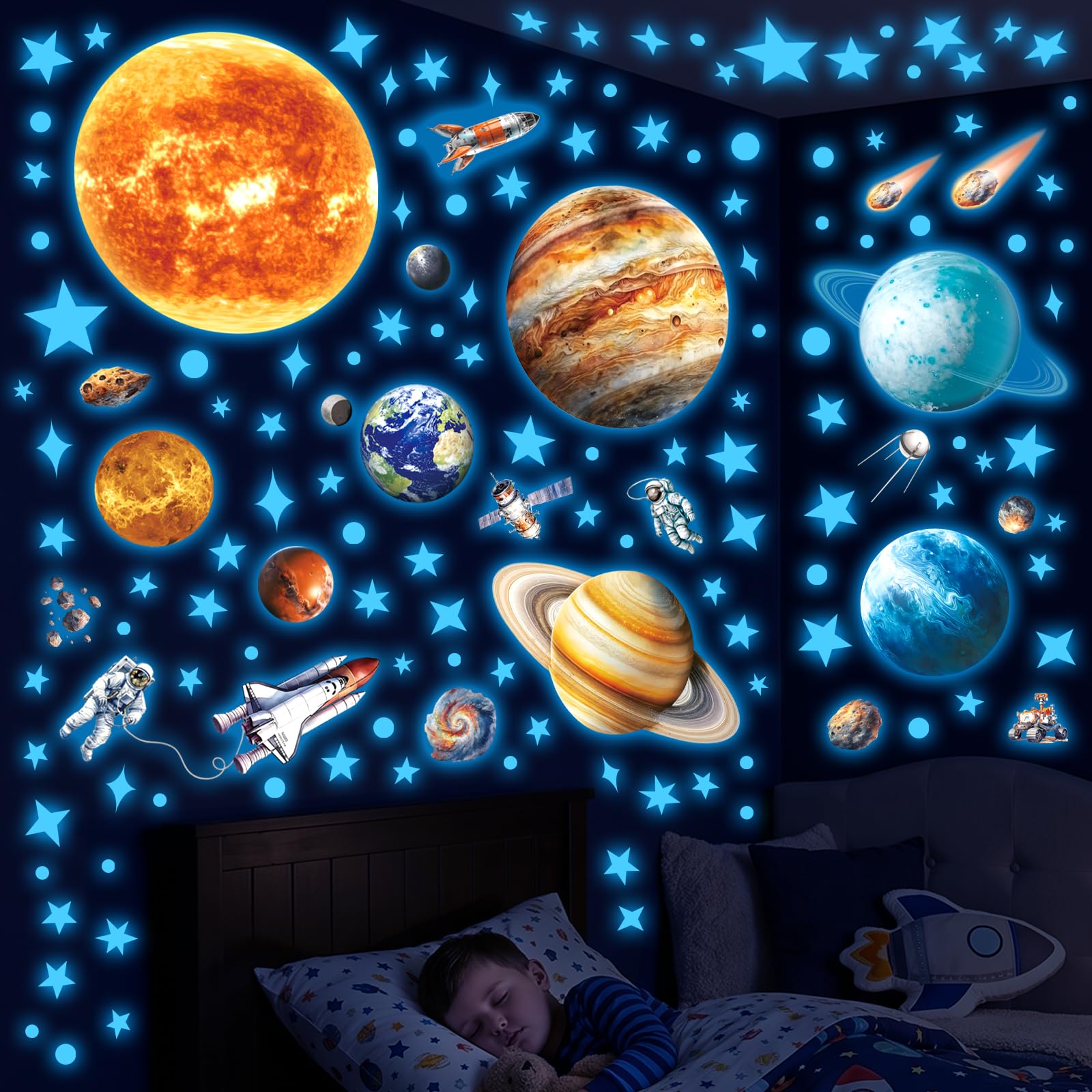 Amazon.co.jp: DECOWALL 光る太陽系 ウォールステッカー 蓄光 夜光