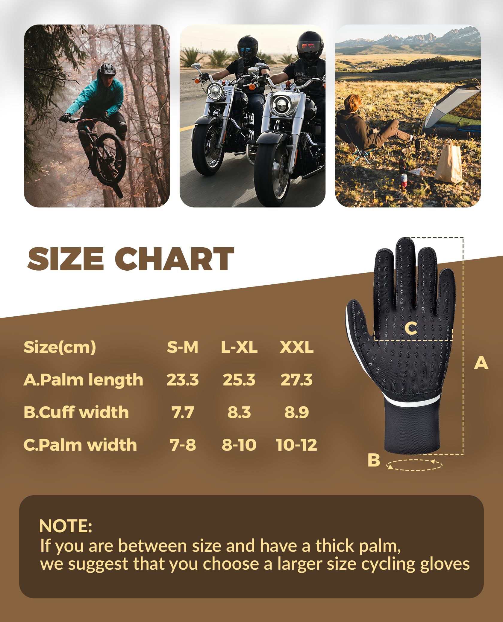 ROCKBROS Handschuhe Fahrrad Winter, Fahrradhandschuhe Wasserdicht und Winddicht, Laufhandschuhe Damen Herren, Sport Handschuhe für MTB, Rennrad, Laufen e Rodsport