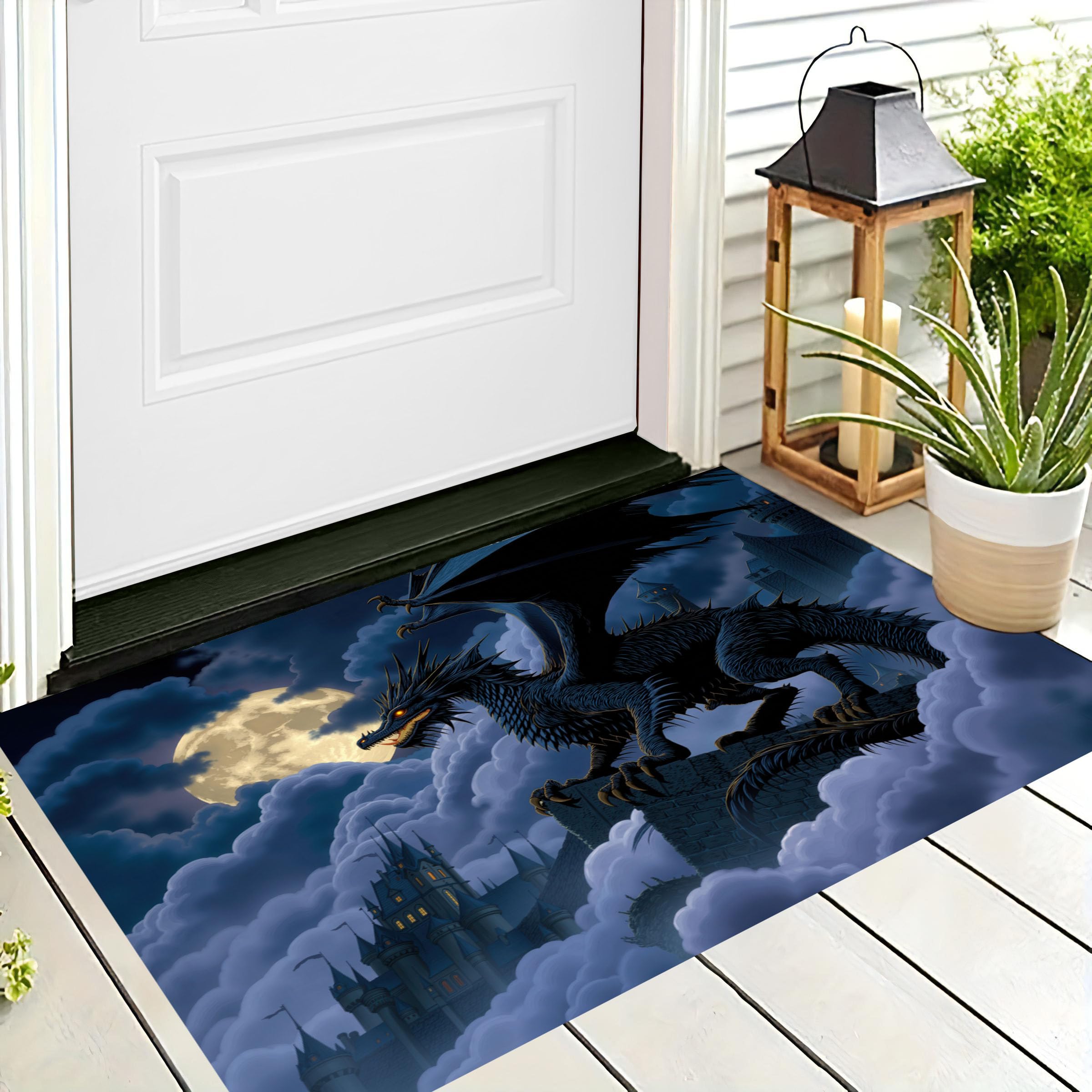 Tapis de cuisine fantastique pour entrée de maison château lune 45x75 cm
