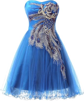 Biwinky-Donna Vestito Corto Da Sposa Ricamato Abito a Fascia Azzurro Busto  124cm : Amazon.it: Abbigliamento