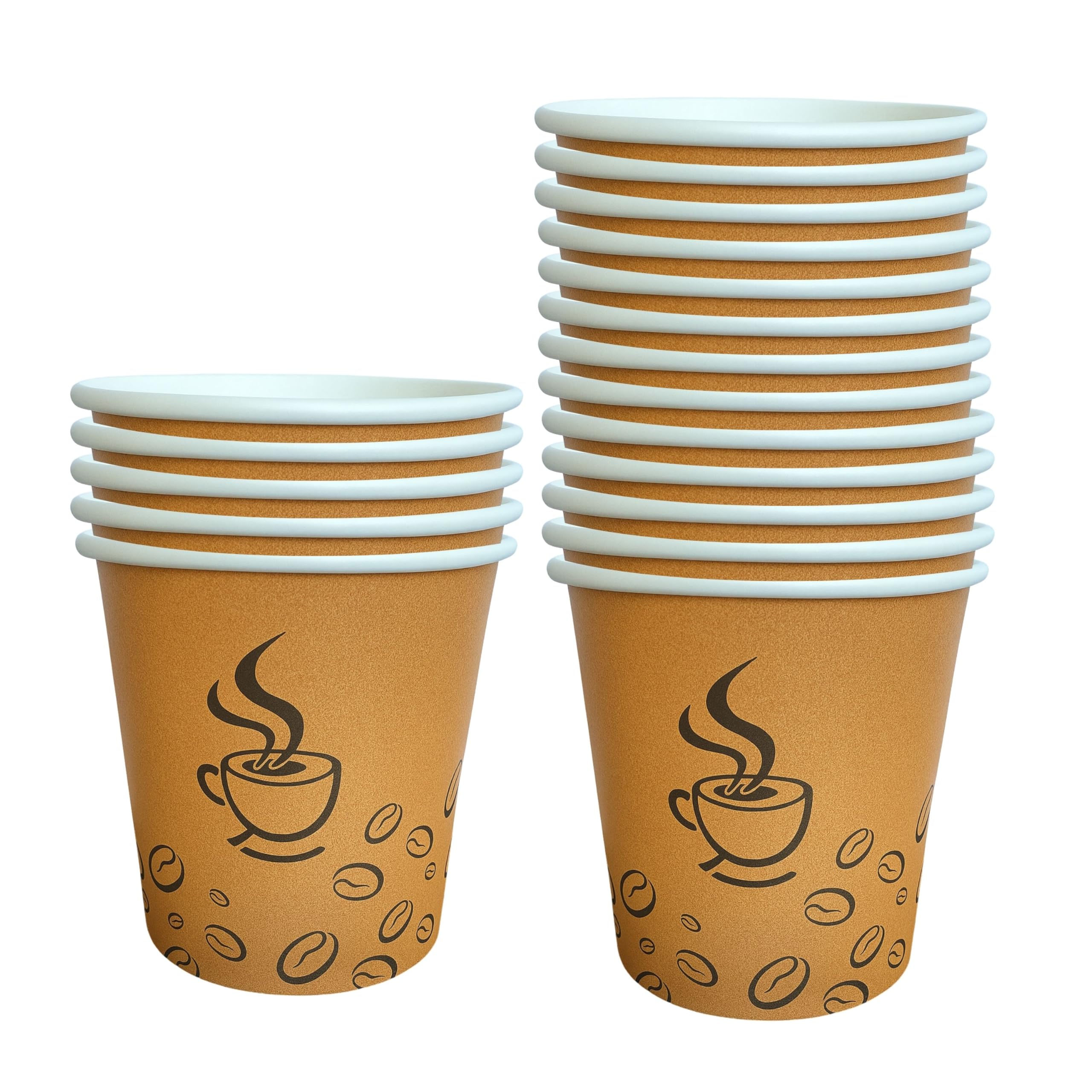 1000 Bicchieri di Carta da 120ml, Colore Avana e Grafica Caffè - Rivestimento Interno Impermeabile, Perfetti per Bevande Calde - Biodegradabile, Look Professionale - Per Bar, Ufficio, Eventi