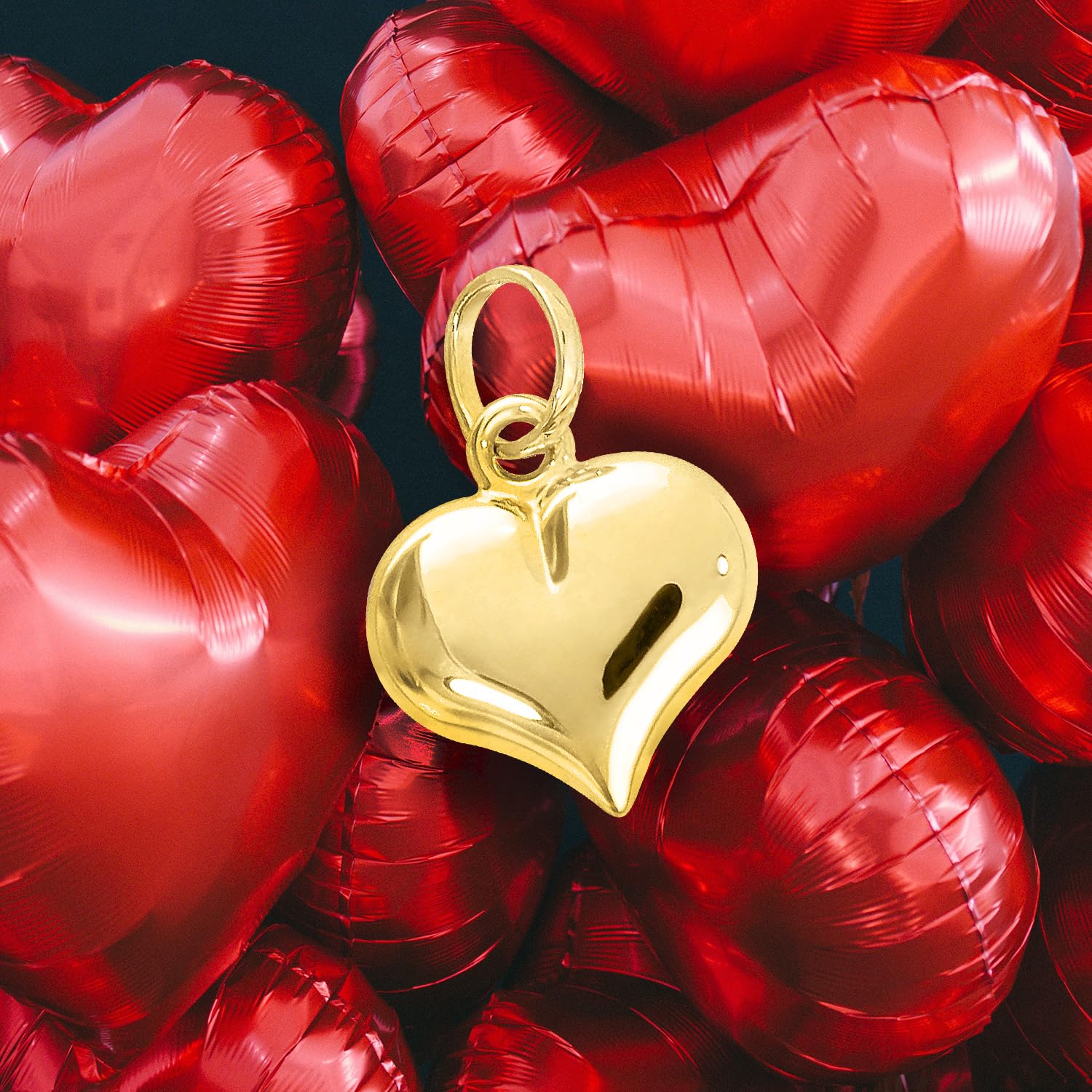 Lucchetta - Pendentif Coeur en Or 18 carats 750 - Jaune Convexe