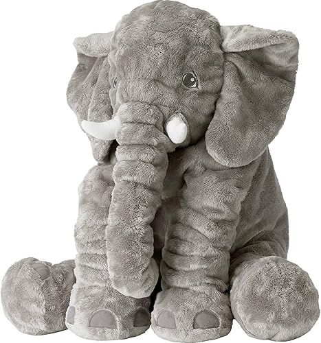 Almohada de elefante tamaño extragrande animal de felpa almohada de juguete gris 24 pulgadas