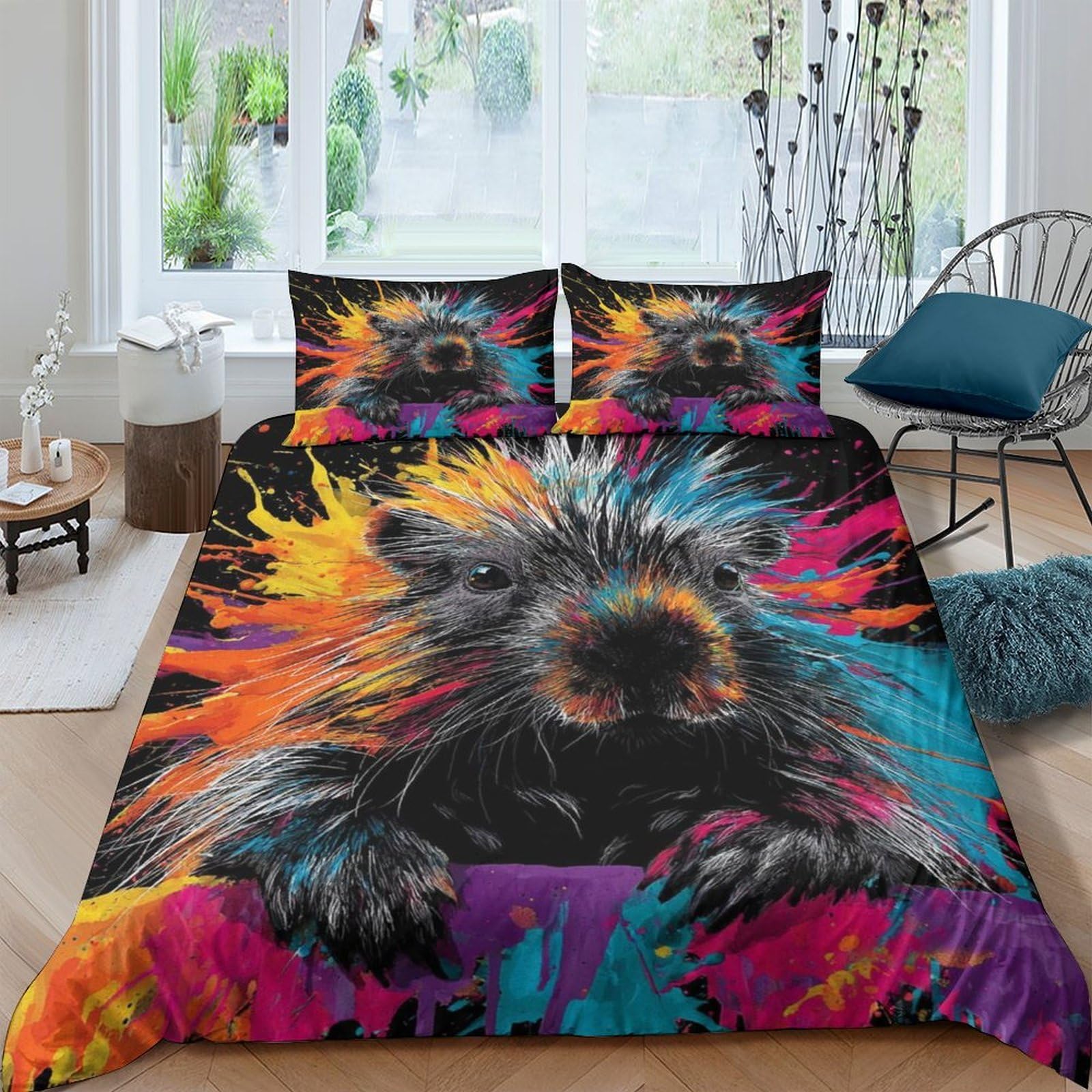 Ctjqhvkz Style-1 3D Printed Colorful Animal Fitted Sheet Microfiber Soft Vibrant Abstract Bed Sheet For Bedroom Guest Room Decor Single（135X200cm）