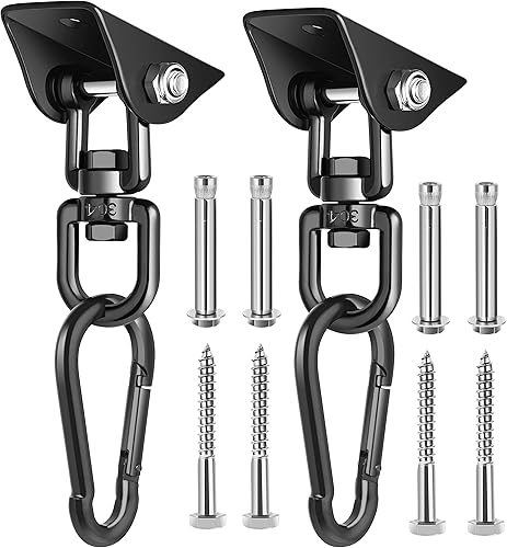 Kit de columpio para porche, rotación de 360°, capacidad de 1200 libras para columpios de porche, hamacas, silla columpio (paquete de 2)