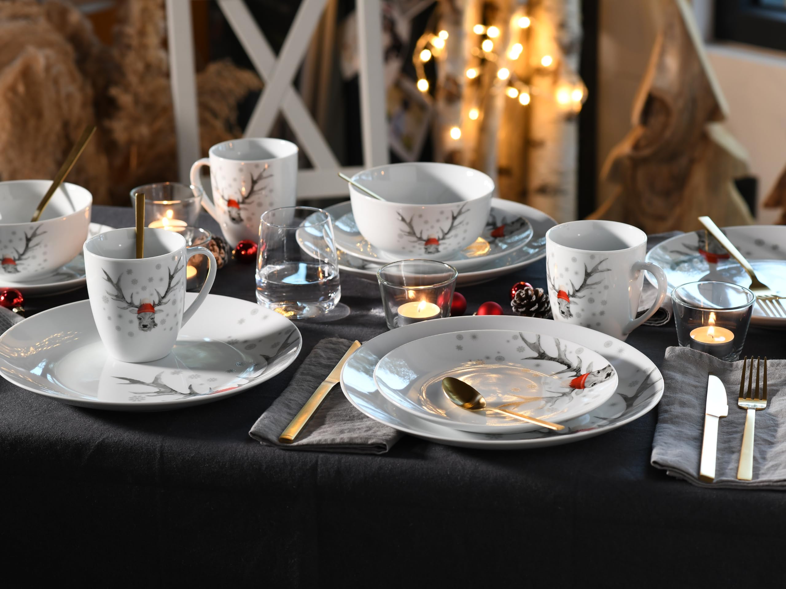 CreaTable, 21498, seria księżycowa, zestaw 18 sztuk, dla 6 osób, kasza z porcelany, do mycia naczyń i mikrowellengeeignet, jakość