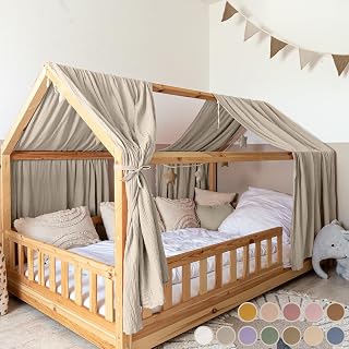 lilimaus Hausbett Himmel [in 12 Farben] Betthimmel Hausbett aus 100% Baumwolle Musselin - Stoffhimmel für Hausbett Deko Mädchen & Jungen - Himmel für Hausbett Kinder - Bett Vorhang Kinderbett