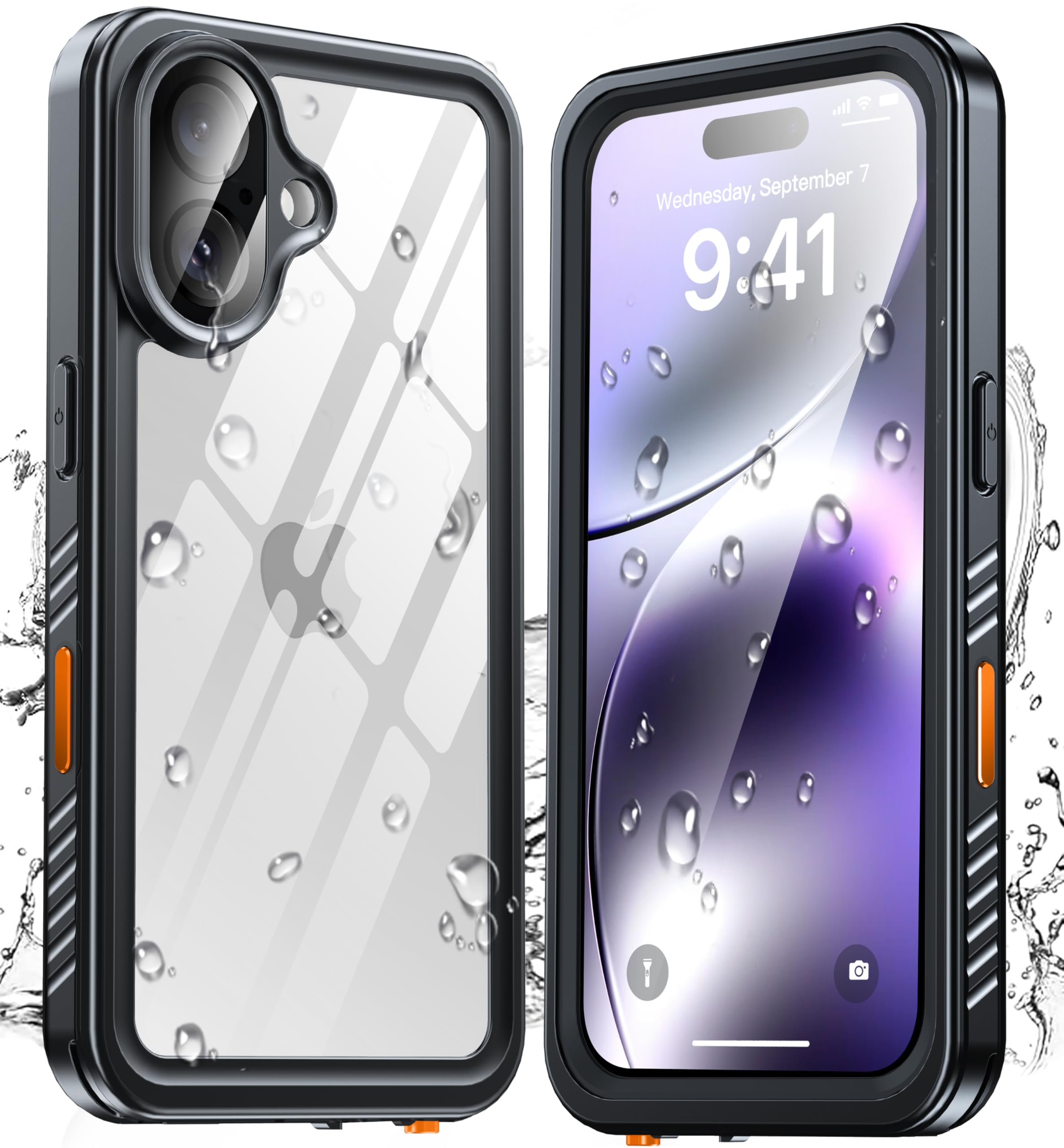 ANTSHARE for iPhone 16 Case, IP68 Waterproof Shockproof Case with Built-in  Screen/Camera Protector, 360 Full Body Sealed Protective Cover for iPhone 
