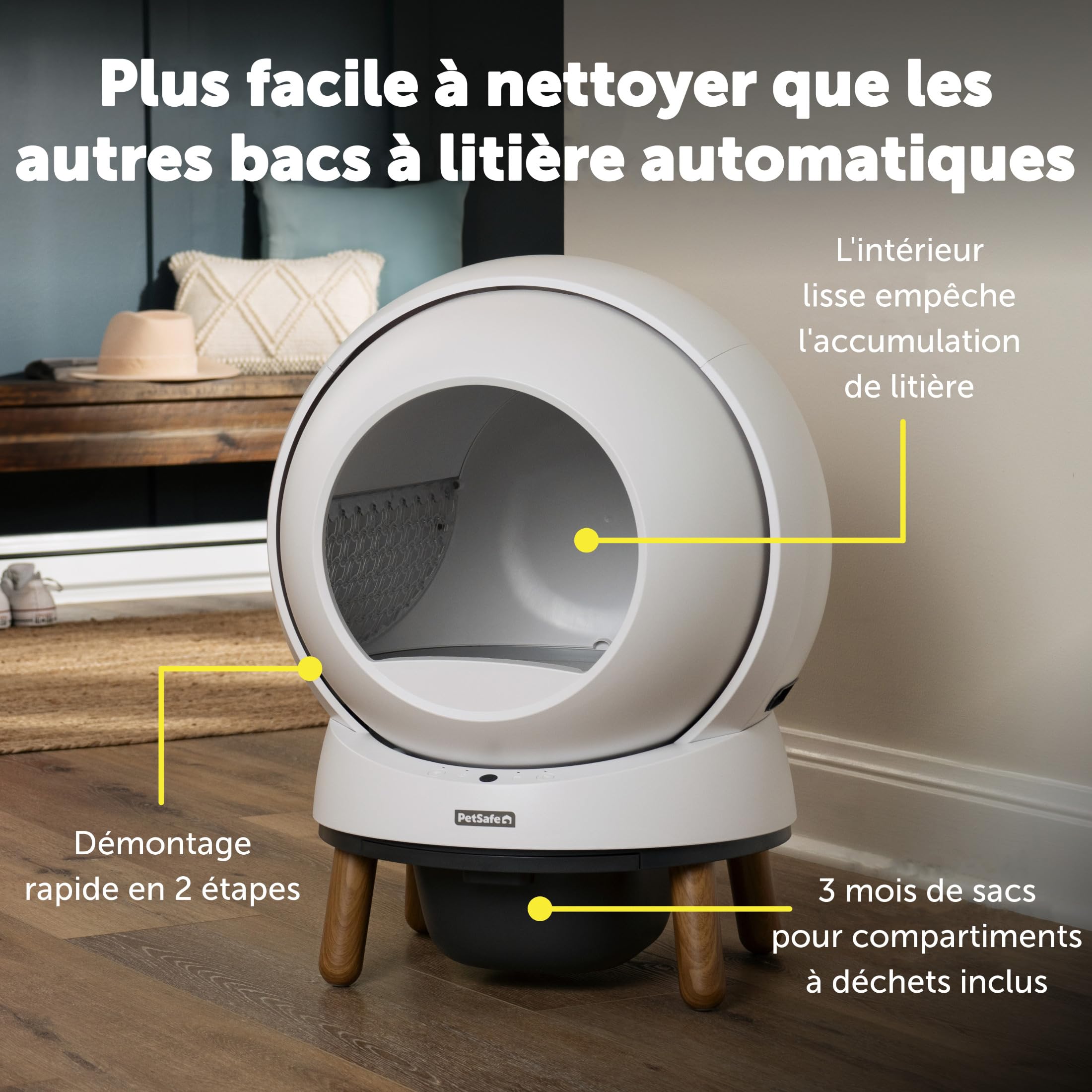 PetSafe - ScoopFree SmartSpin Litière Autonettoyante - Contrôle Avancé des Odeurs & Suivi de la Santé - Contrôle par Application - Compatible avec Toute Litière